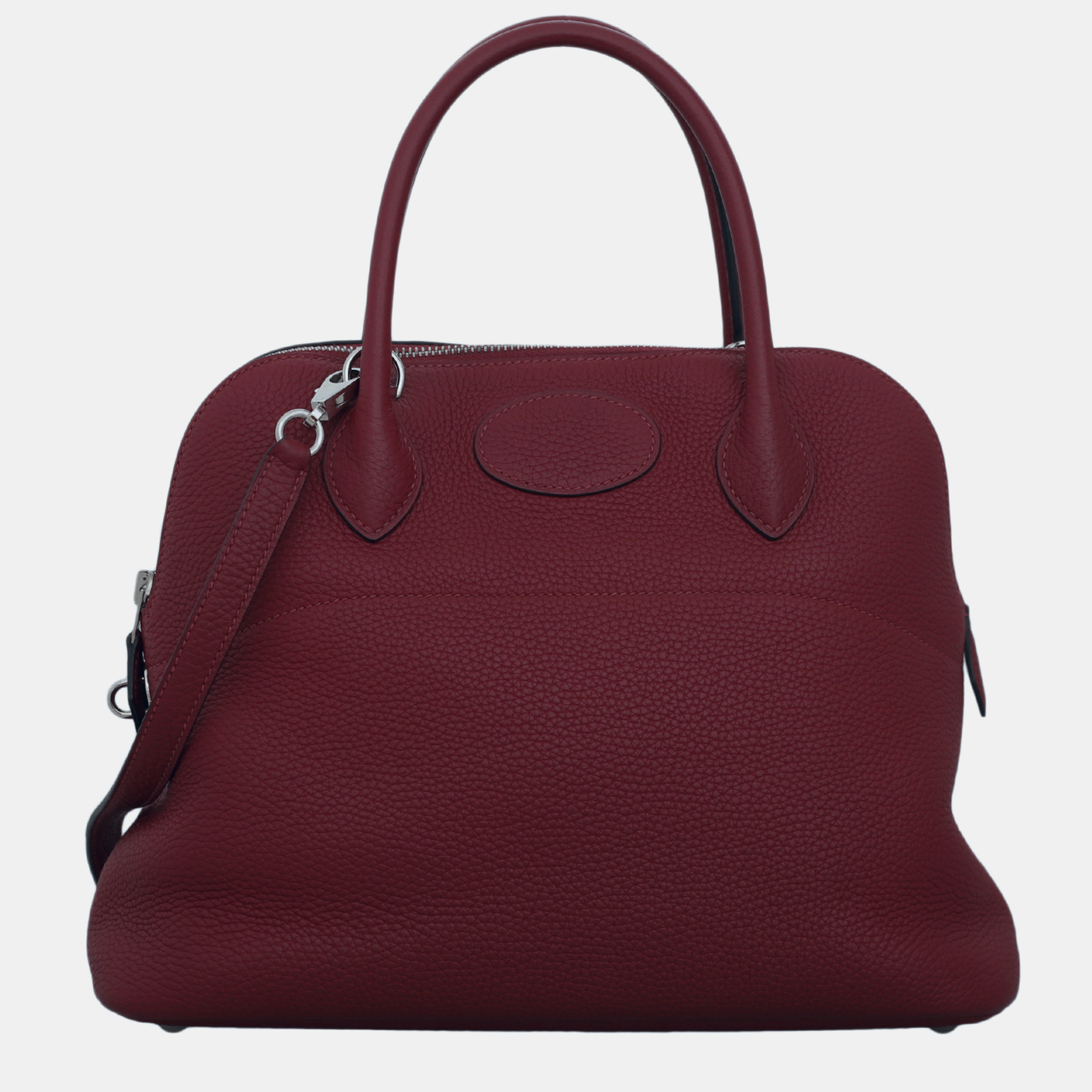 

Hermes Rouge Grenat Clemence Leather Bolide 31 Bag, Burgundy