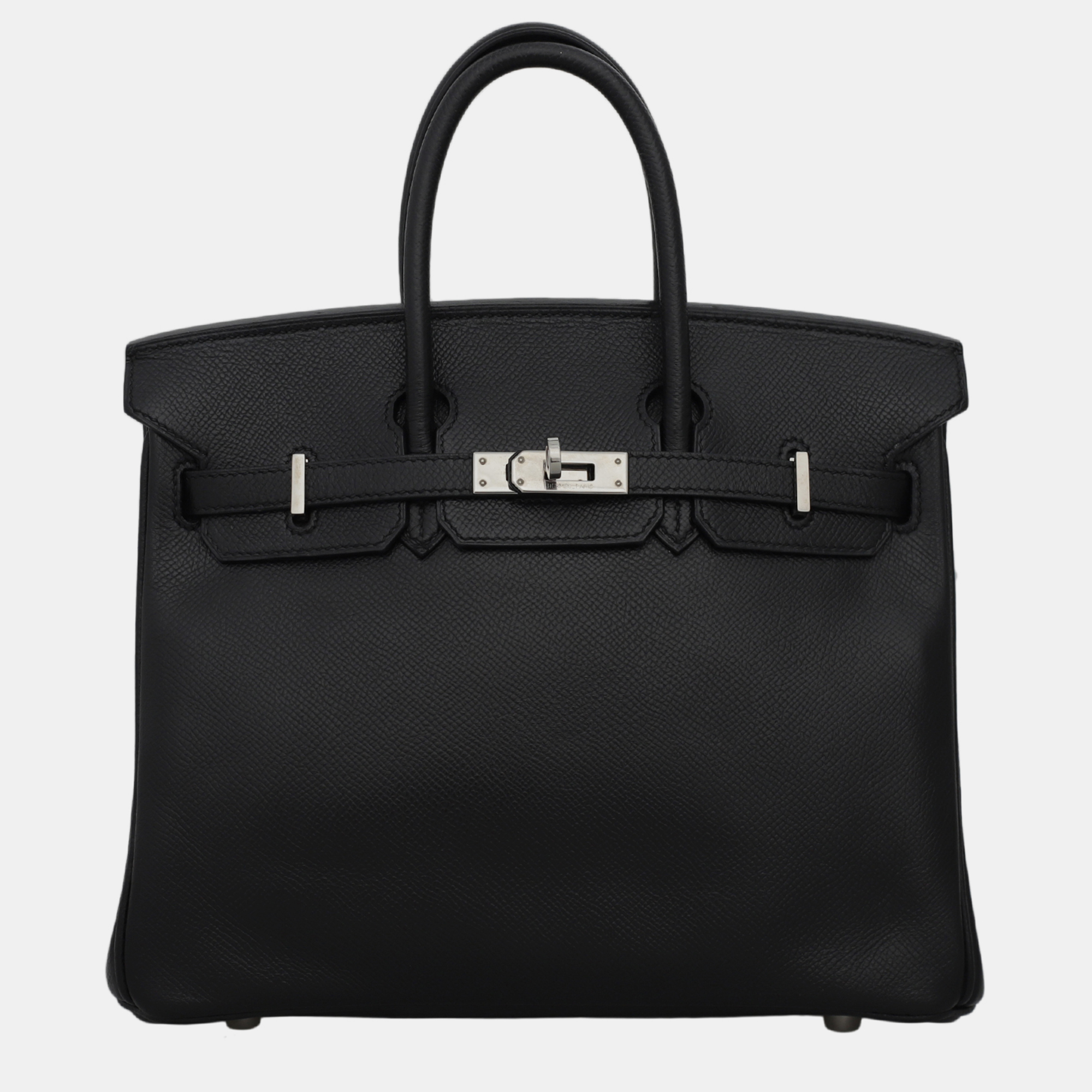 

Hermes Noir Epsom Leather Birkin 25 Tote Bag, Black