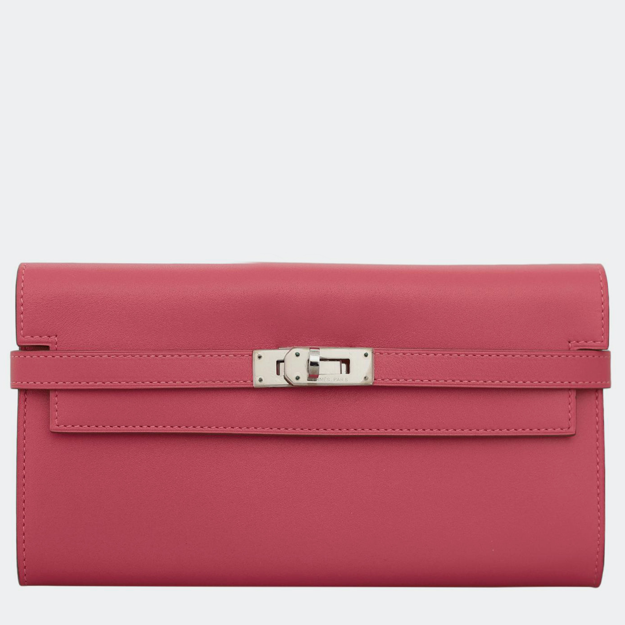 

Hermes Rose Tyrien Box Calf Leather Kelly Wallet, Pink