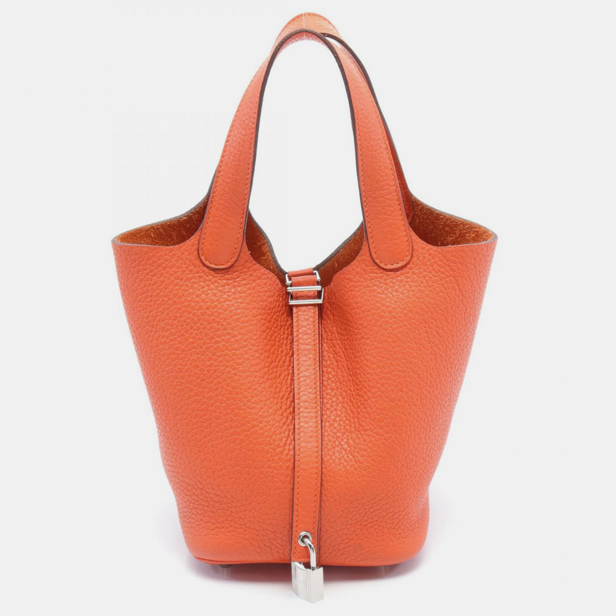 

Hermes Orange Leather Clemence Picotin Lock 18 Hobo Bag