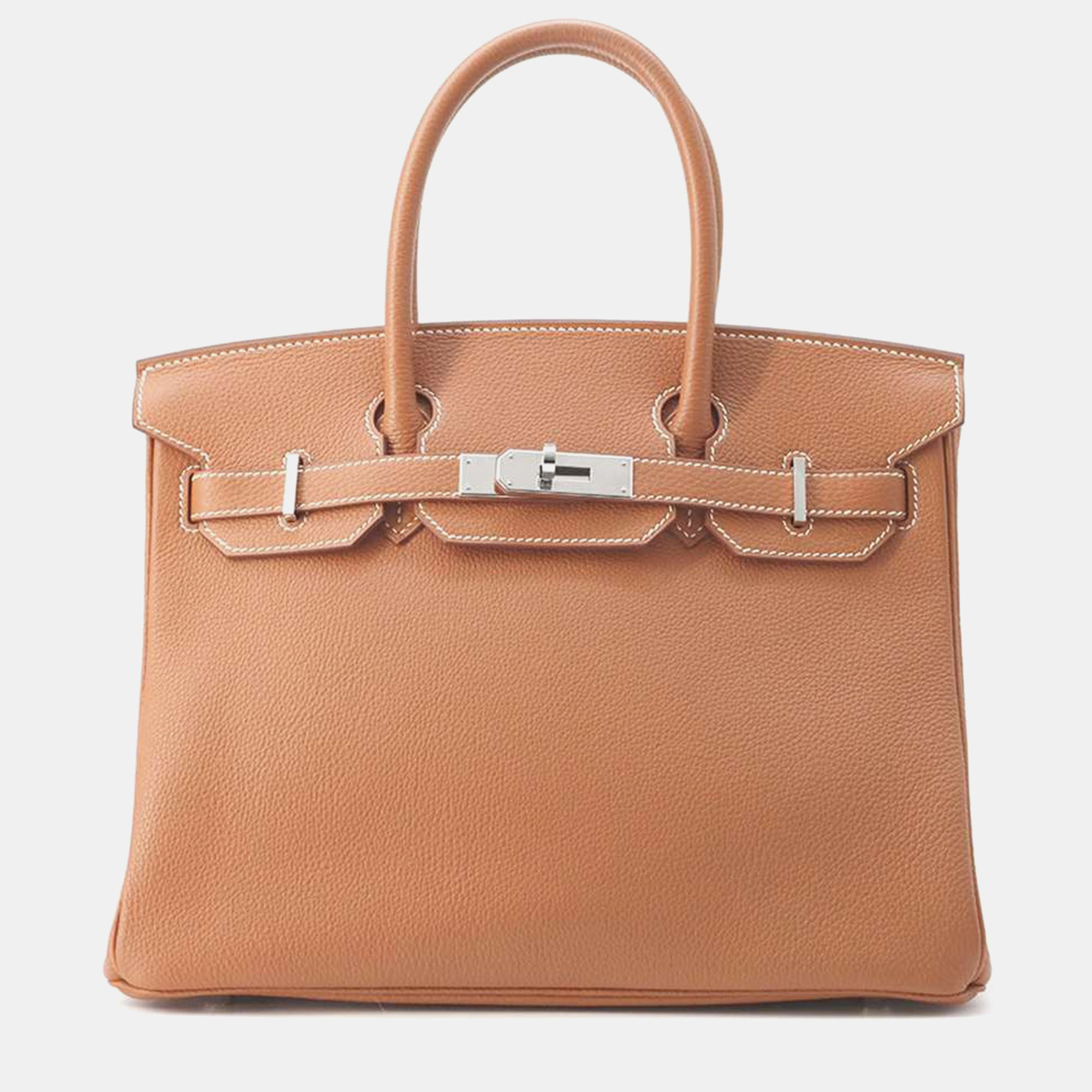 Pre-owned Hermes Gold Togo Leather Birkin Bag Size 30 In Brown