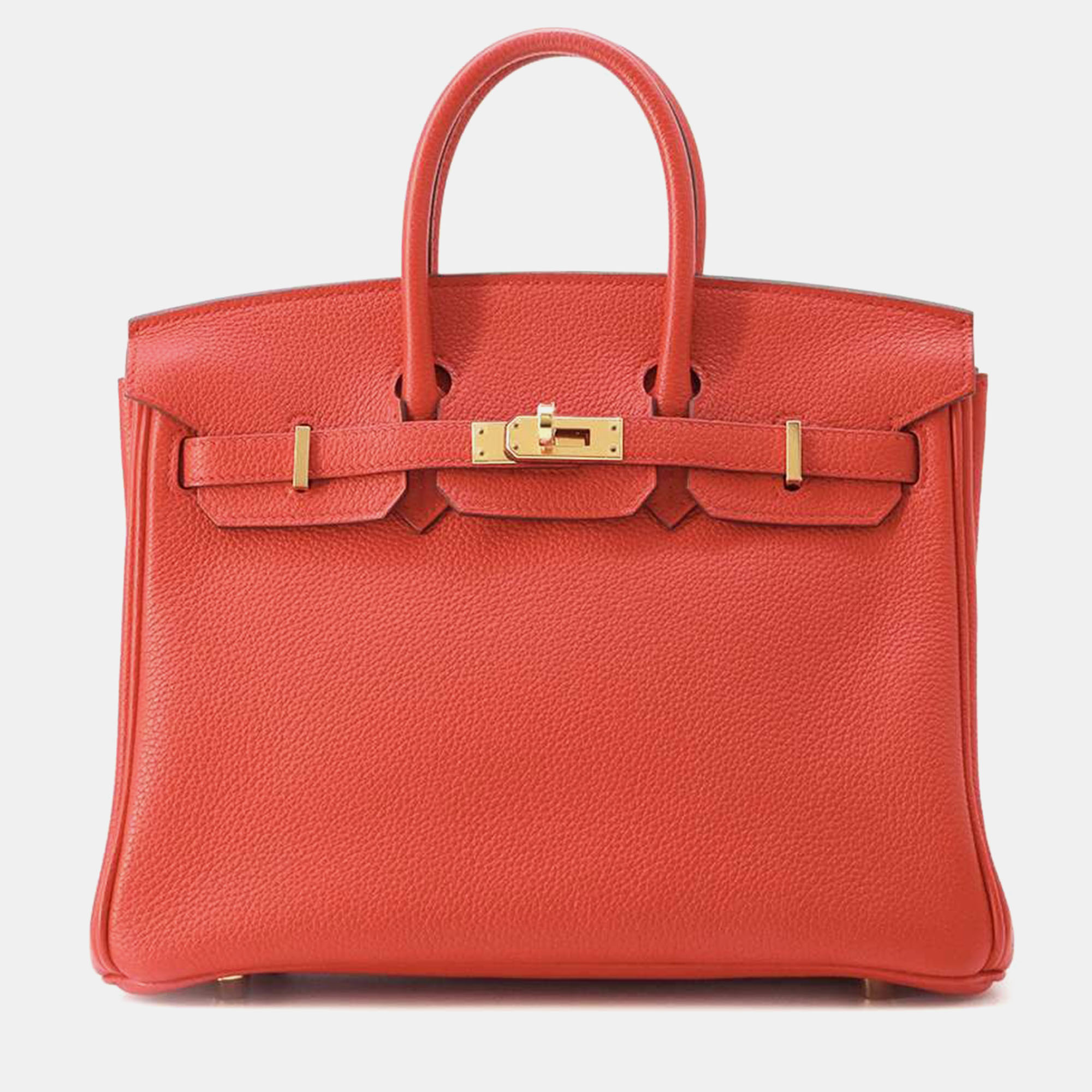 Pre-owned Hermes Rouge Coeur Togo Leather Birkin Bag Size 25 In Red