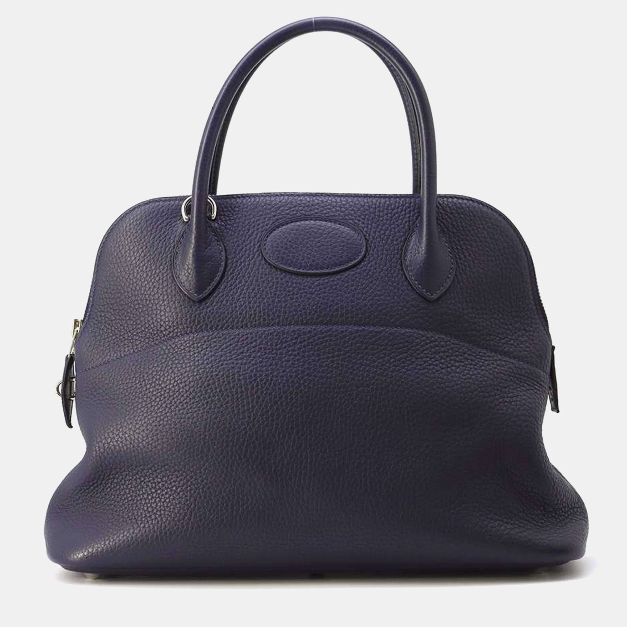 Pre-owned Hermes Blue Nuit Taurillon Clemence Bolide Bag Size 31