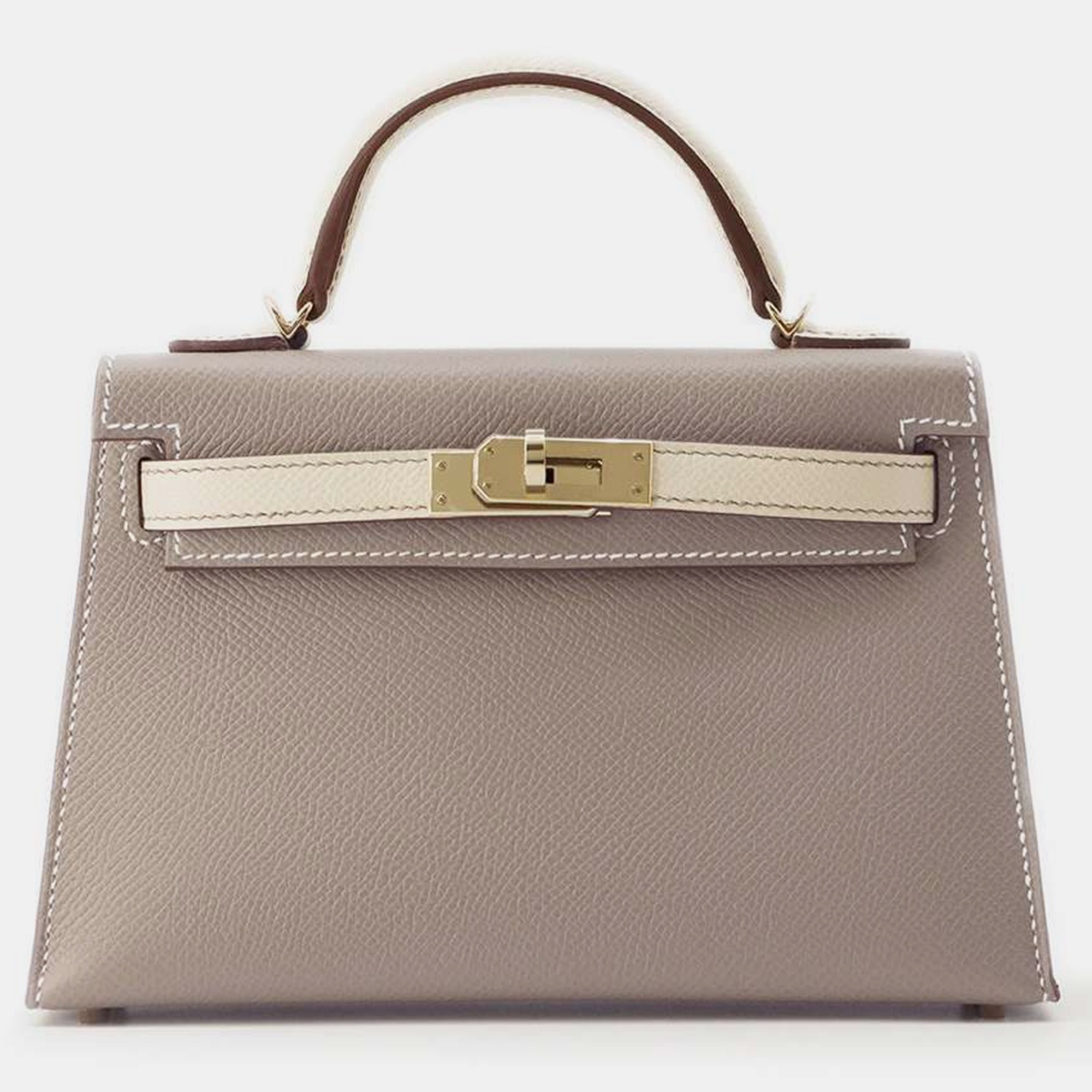 

Hermes Gris Asphalt/Craie Epsom Mini Kelly Do Bag, Brown