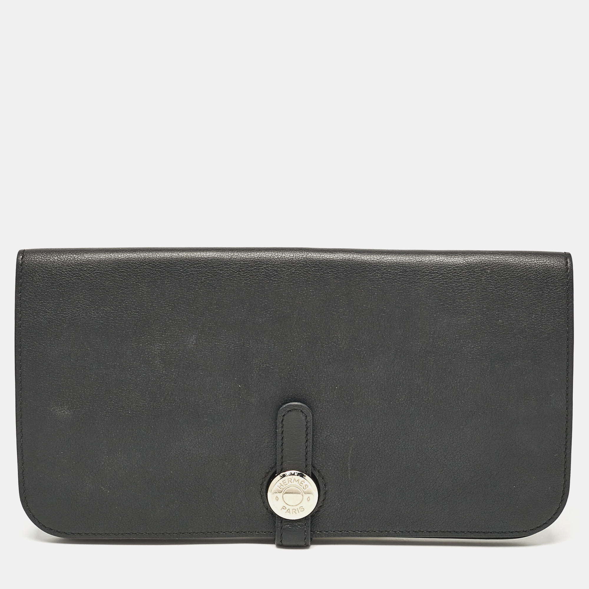 

Hermes Noir Swift Leather Dogon Recto Verso Wallet, Black