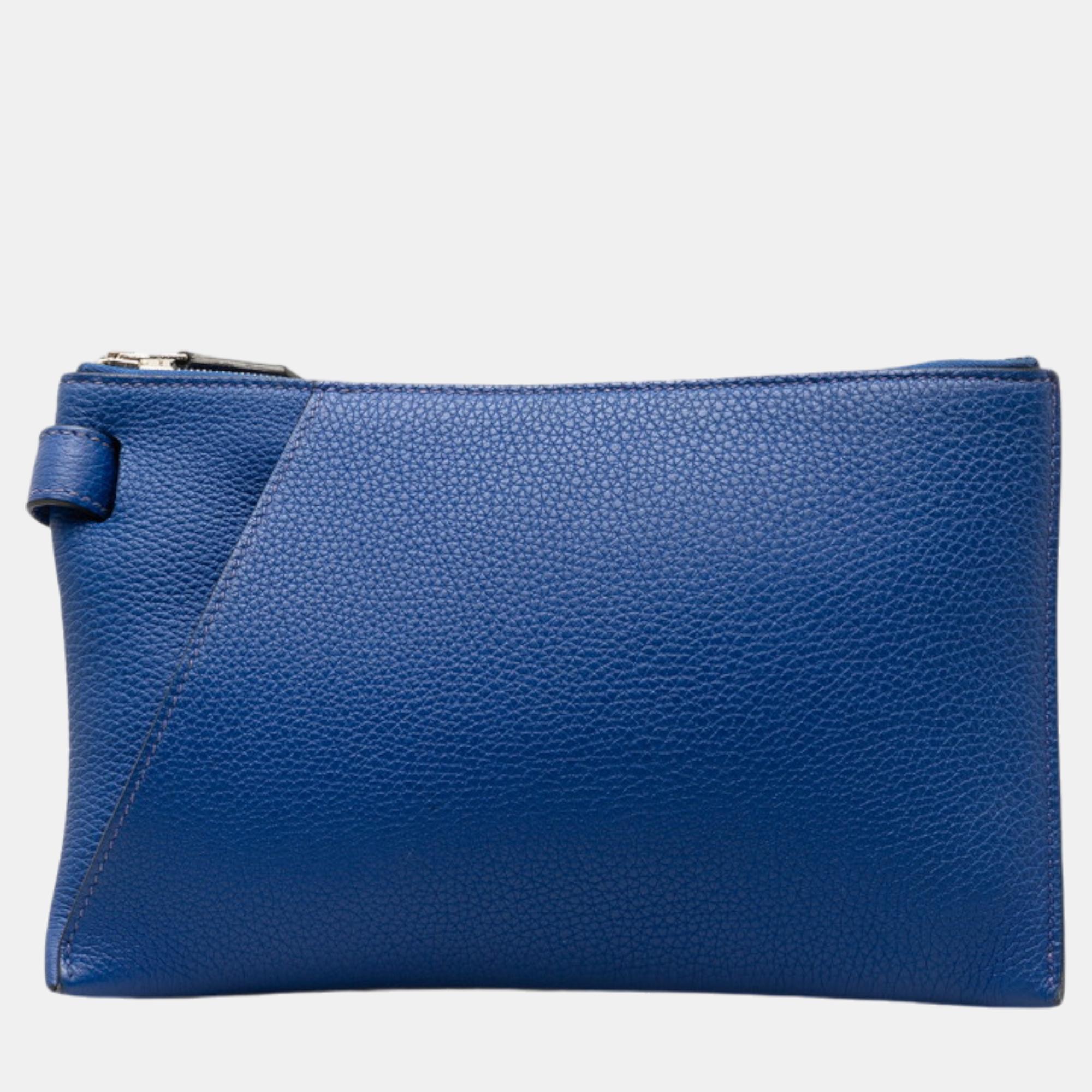 

Hermes Blue Leather Togo Cabavertige 24 Clutch Bag