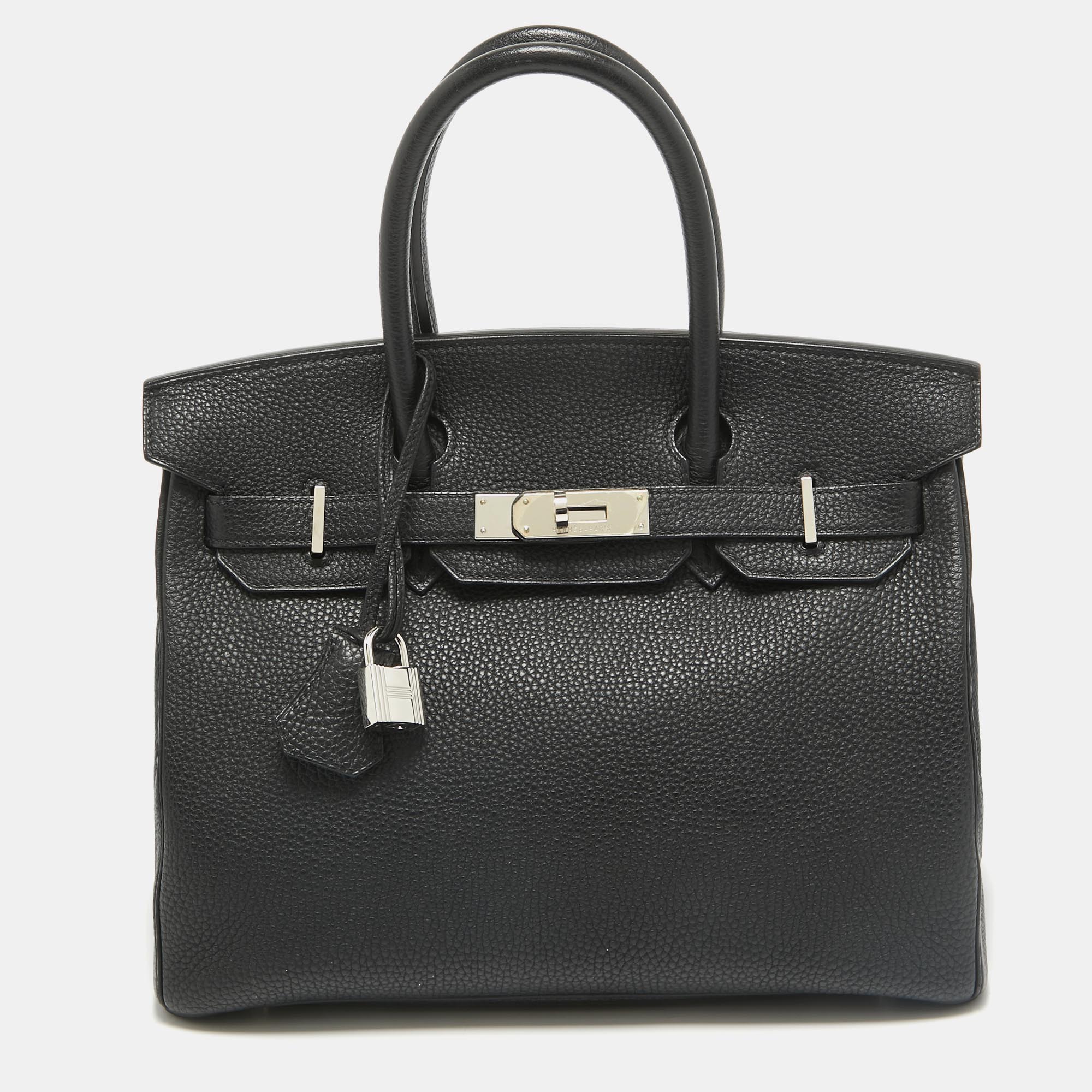 

Hermes Noir Togo Leather Palladium Finish Birkin 30 Bag, Black