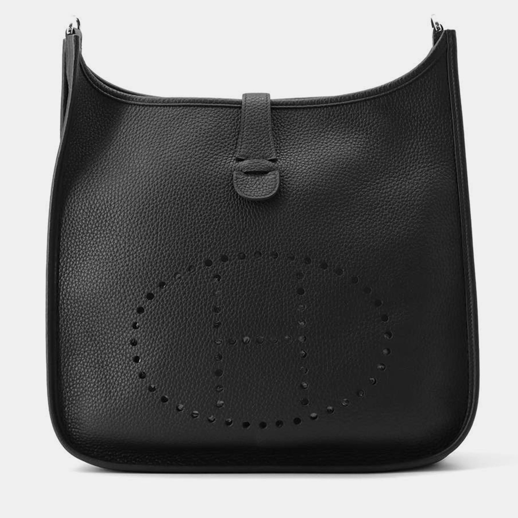 

Hermes Black Taurillon Clemence Evelyne3 GM