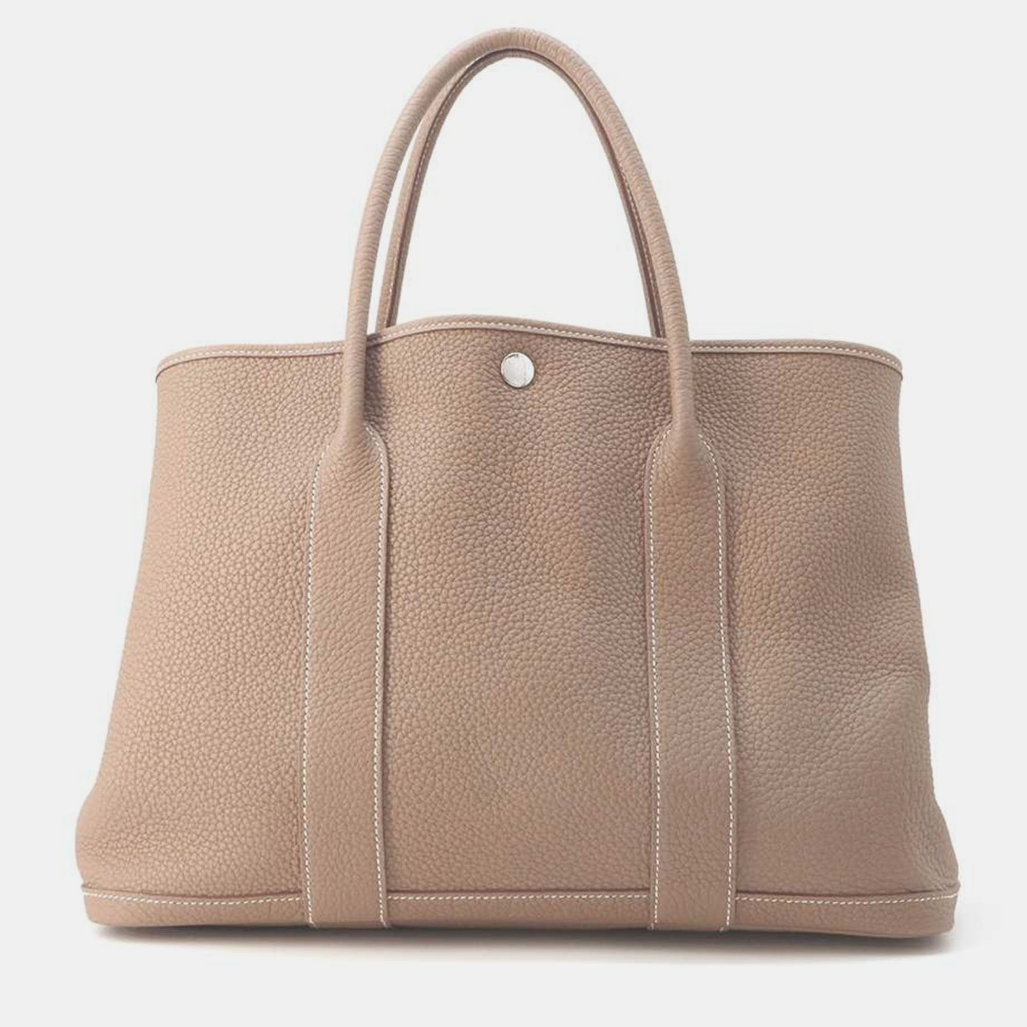 

Hermes Etoupe Negonda Leather Garden Party PM, Brown