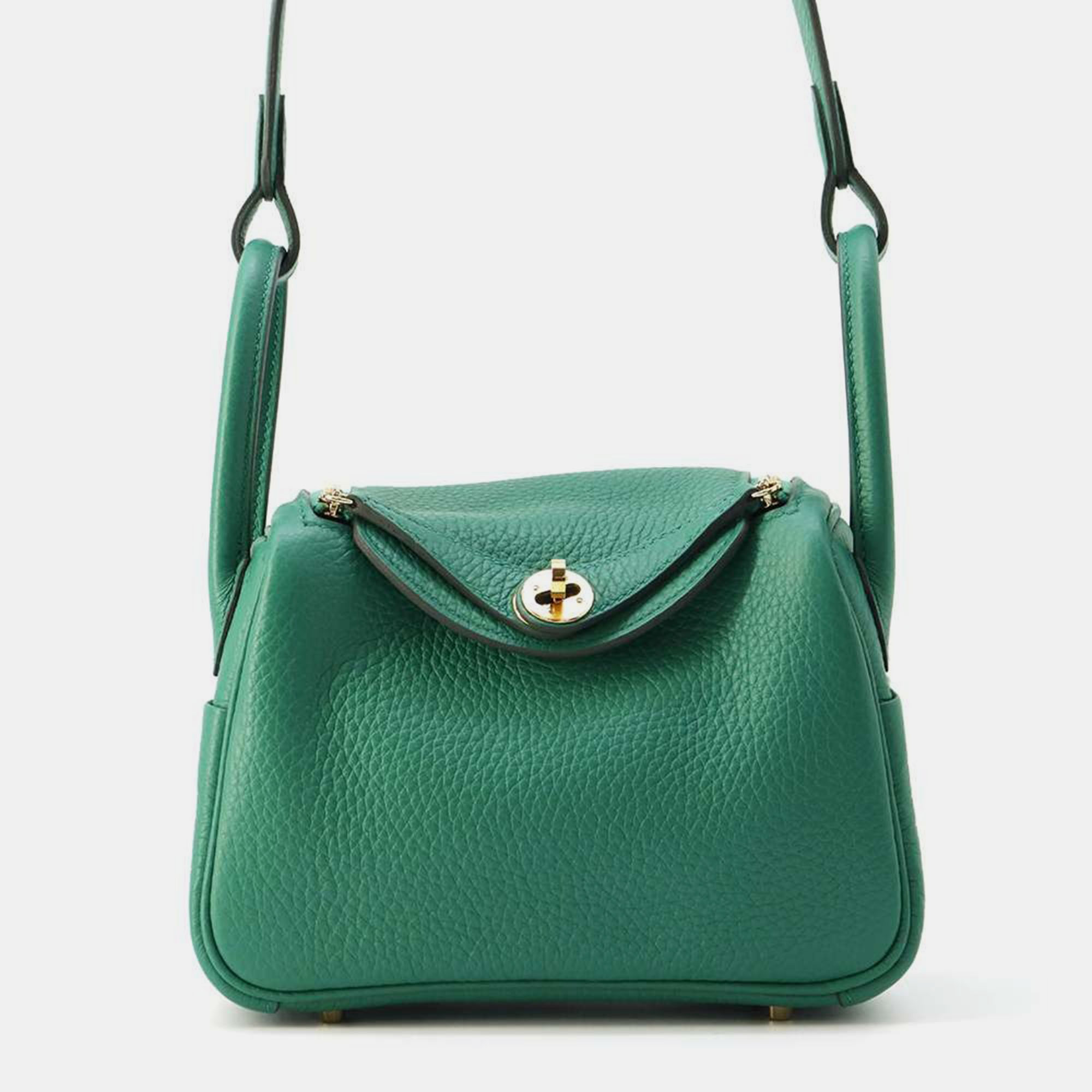 

Hermes Vert Vertigo Taurillon Clemence Lindy Mini bag, Green