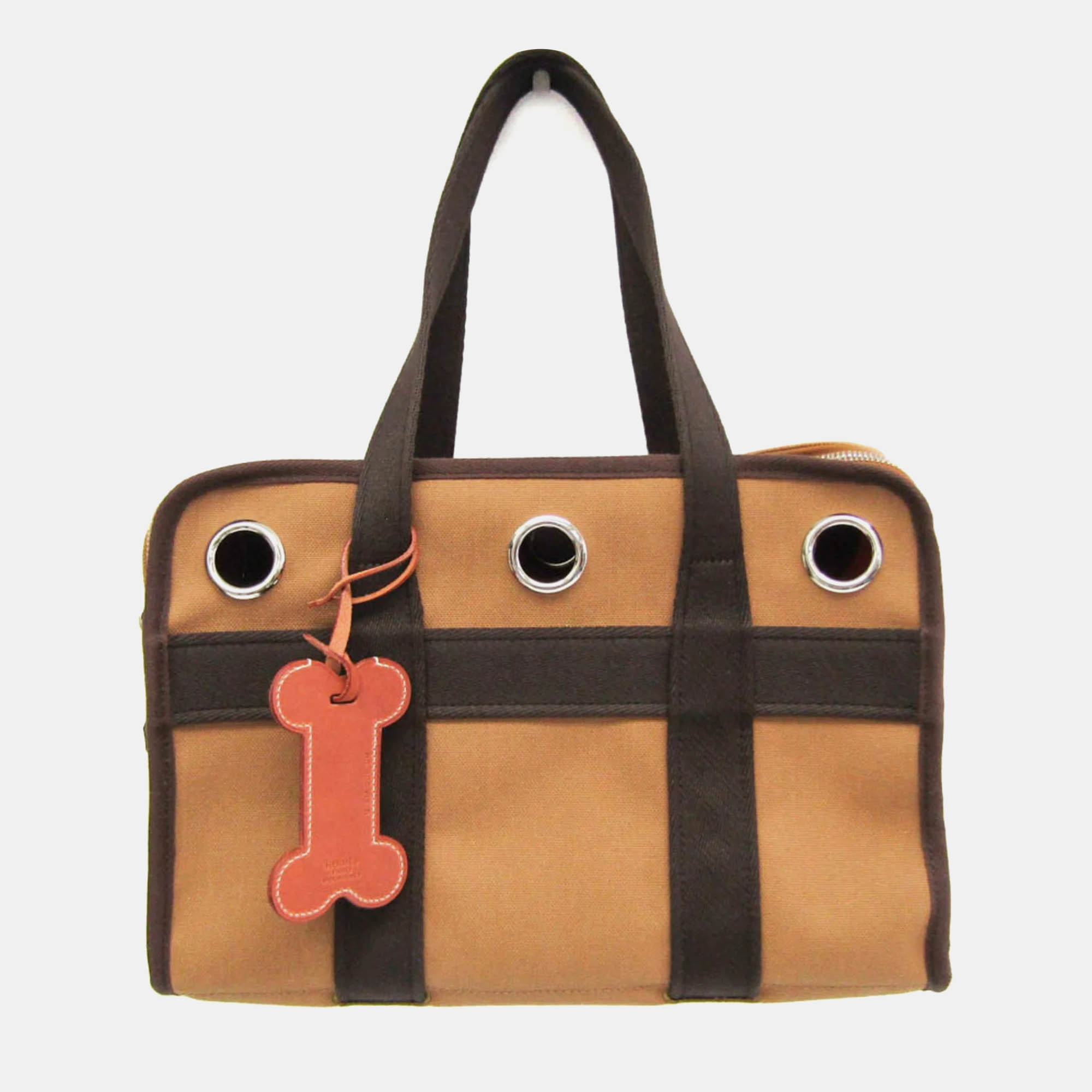 

Hermes Dark Brown Nylon Canvas Dog Bag