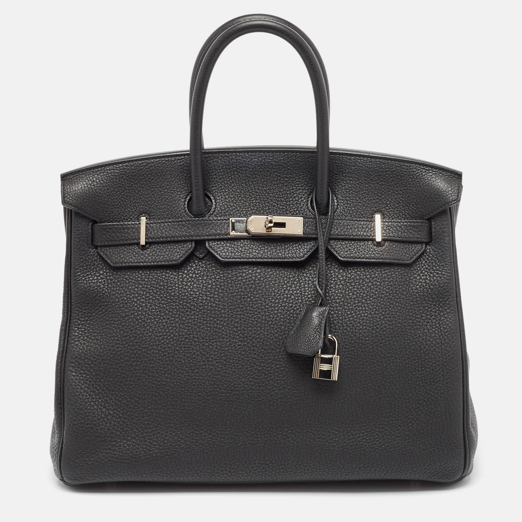 

Hermes Noir Togo Leather Palladium Finish Birkin 35 Bag, Black