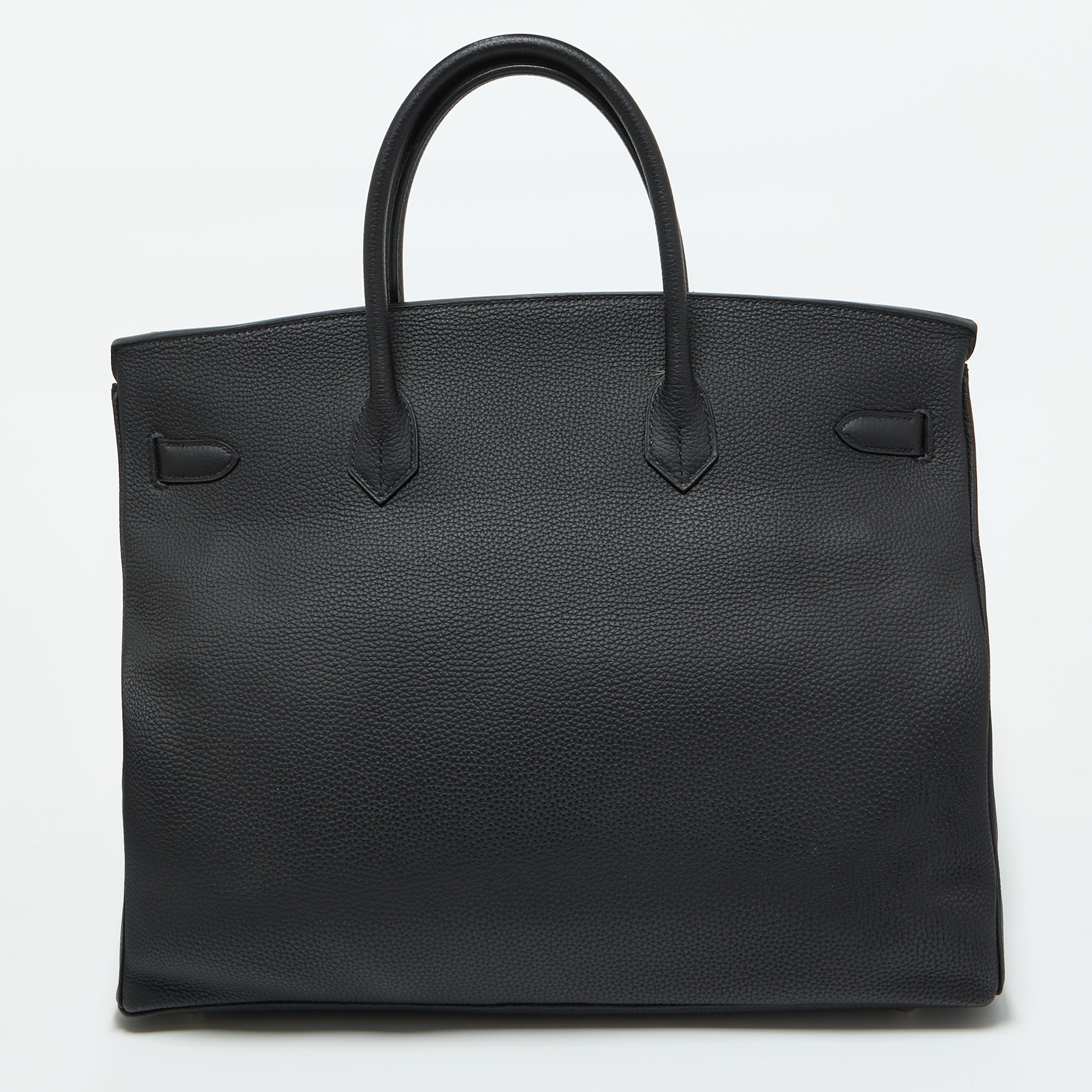 Hermes Black Taurillon Togo Leather Palladium Finish 40 Birkin Bag 