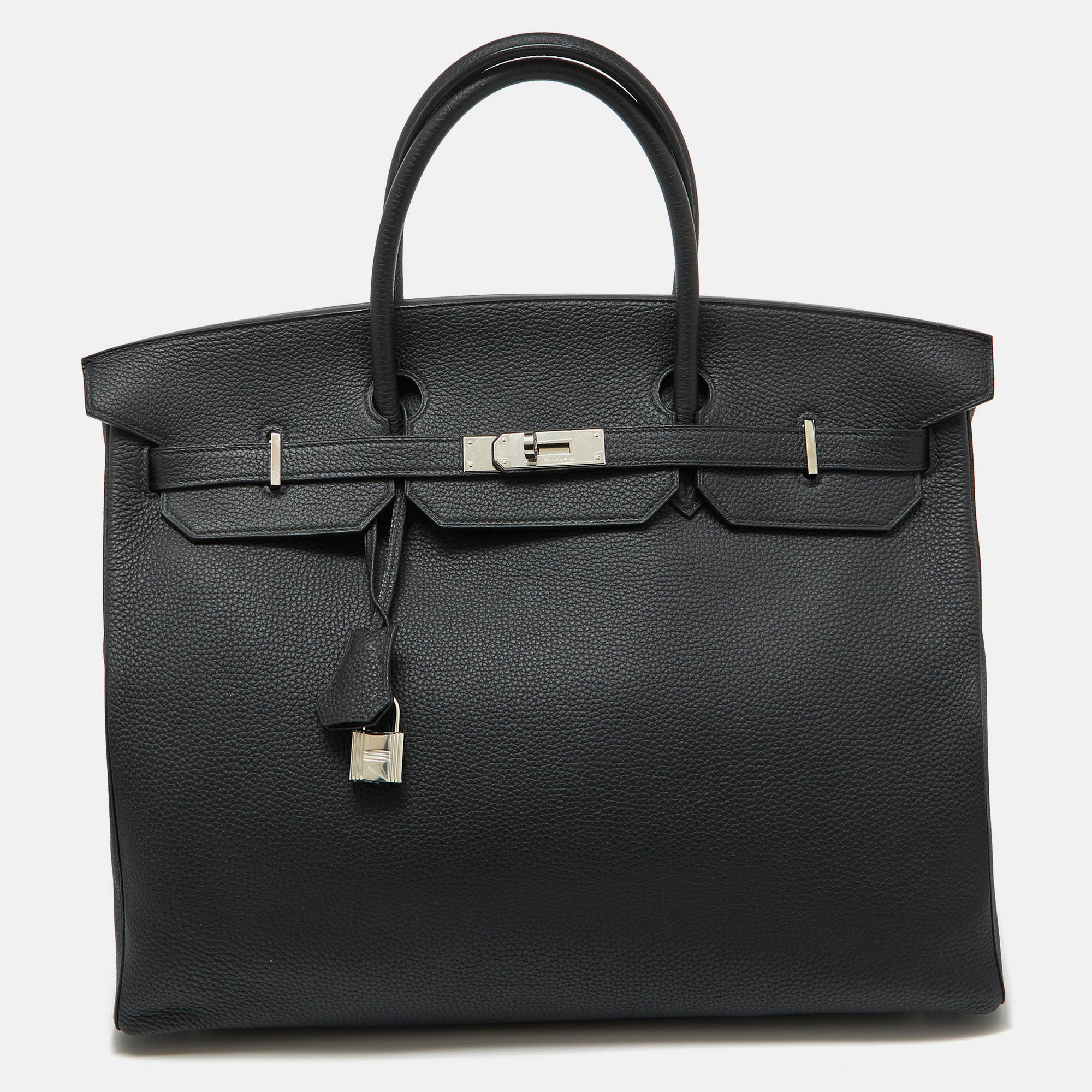 

Hermes Black Taurillon Togo Leather Palladium Finish 40 Birkin Bag