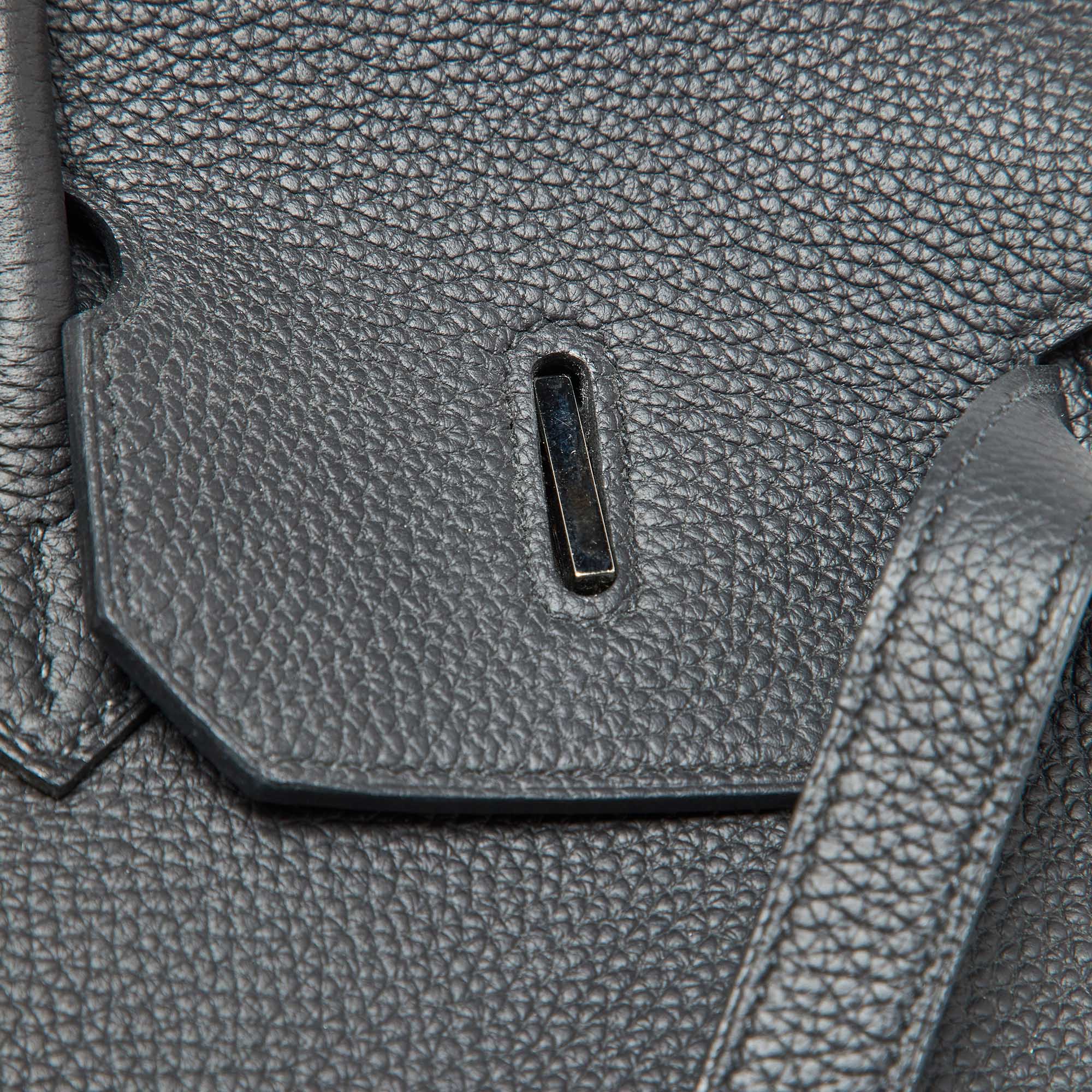 Hermes Black Taurillon Togo Leather Palladium Finish 40 Birkin Bag 