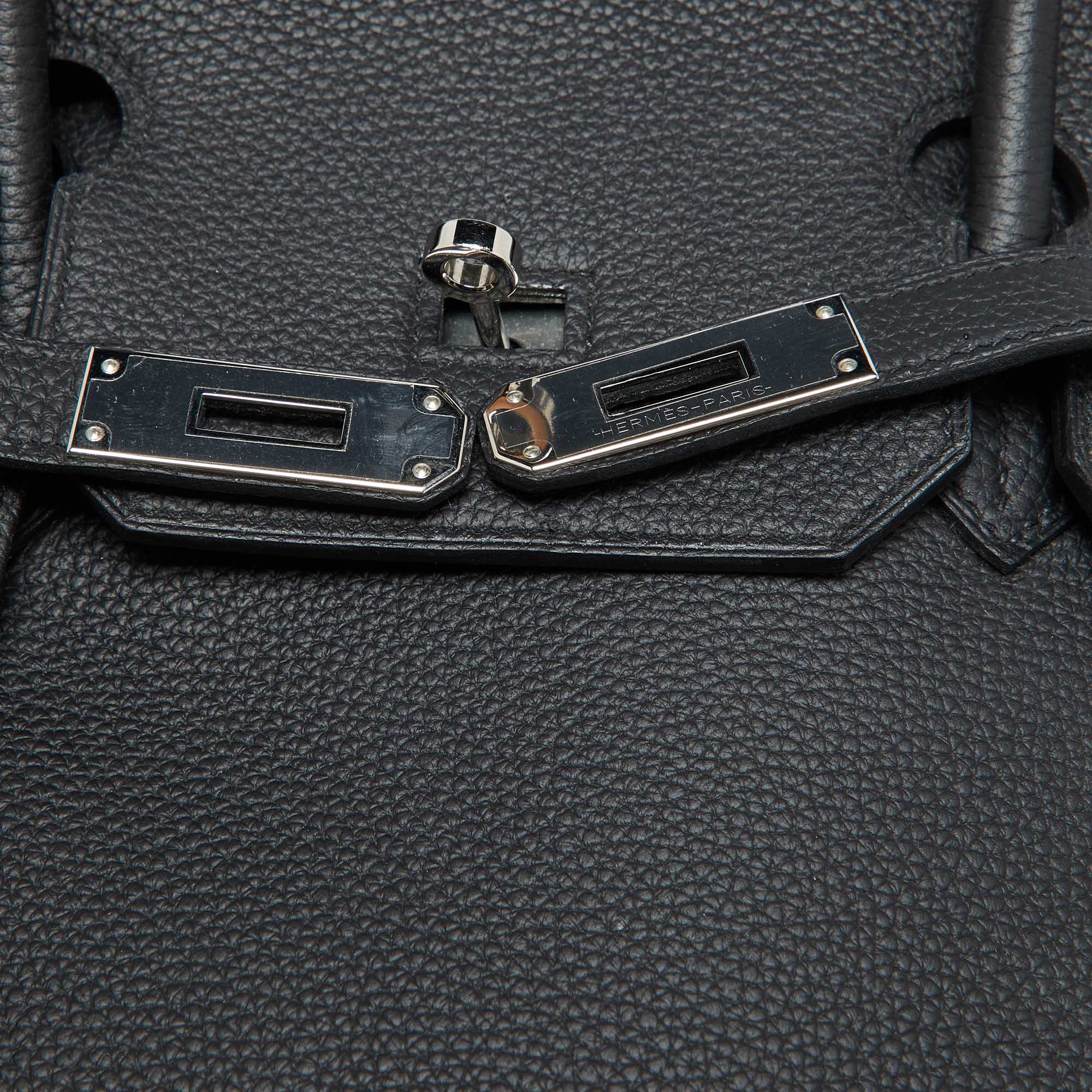 Hermes Black Taurillon Togo Leather Palladium Finish 40 Birkin Bag 