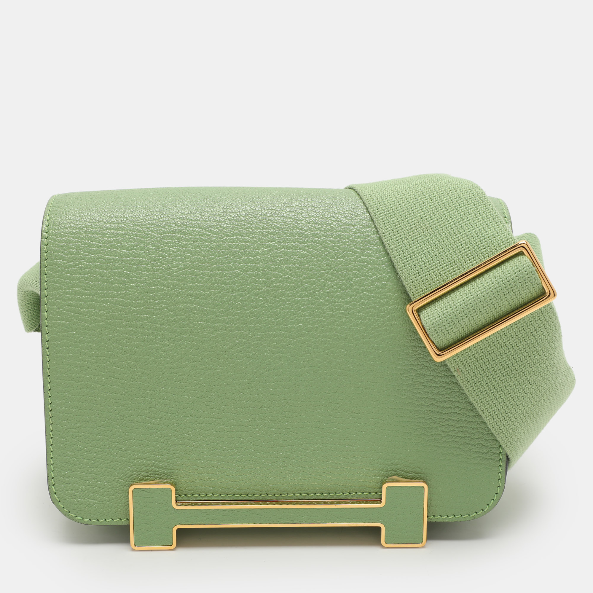 

Hermes Green Leather Geta Shoulder Bag