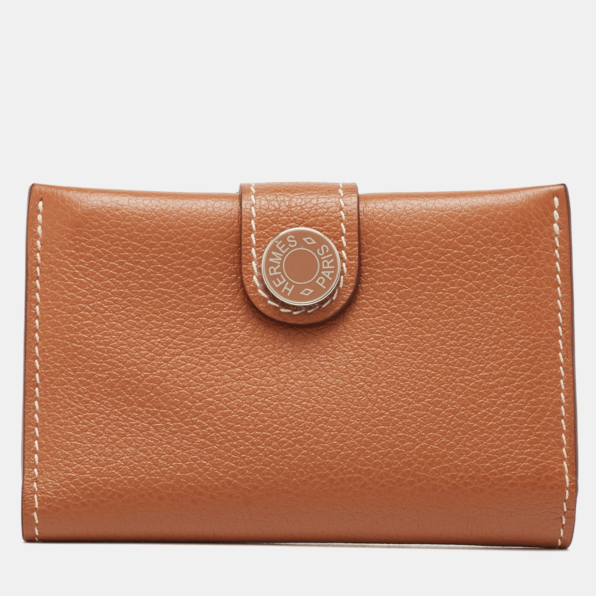 

Hermès Gold Evercolor Leather R.M.S Card Holder, Brown