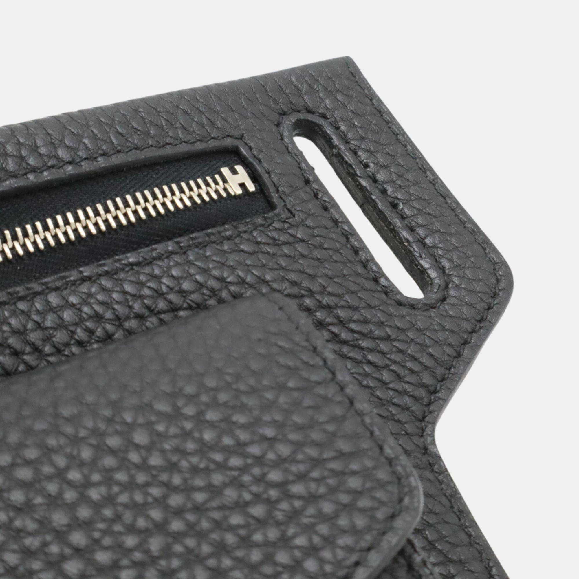 Hermes Waist Bag Multi Pouch Black Leather 