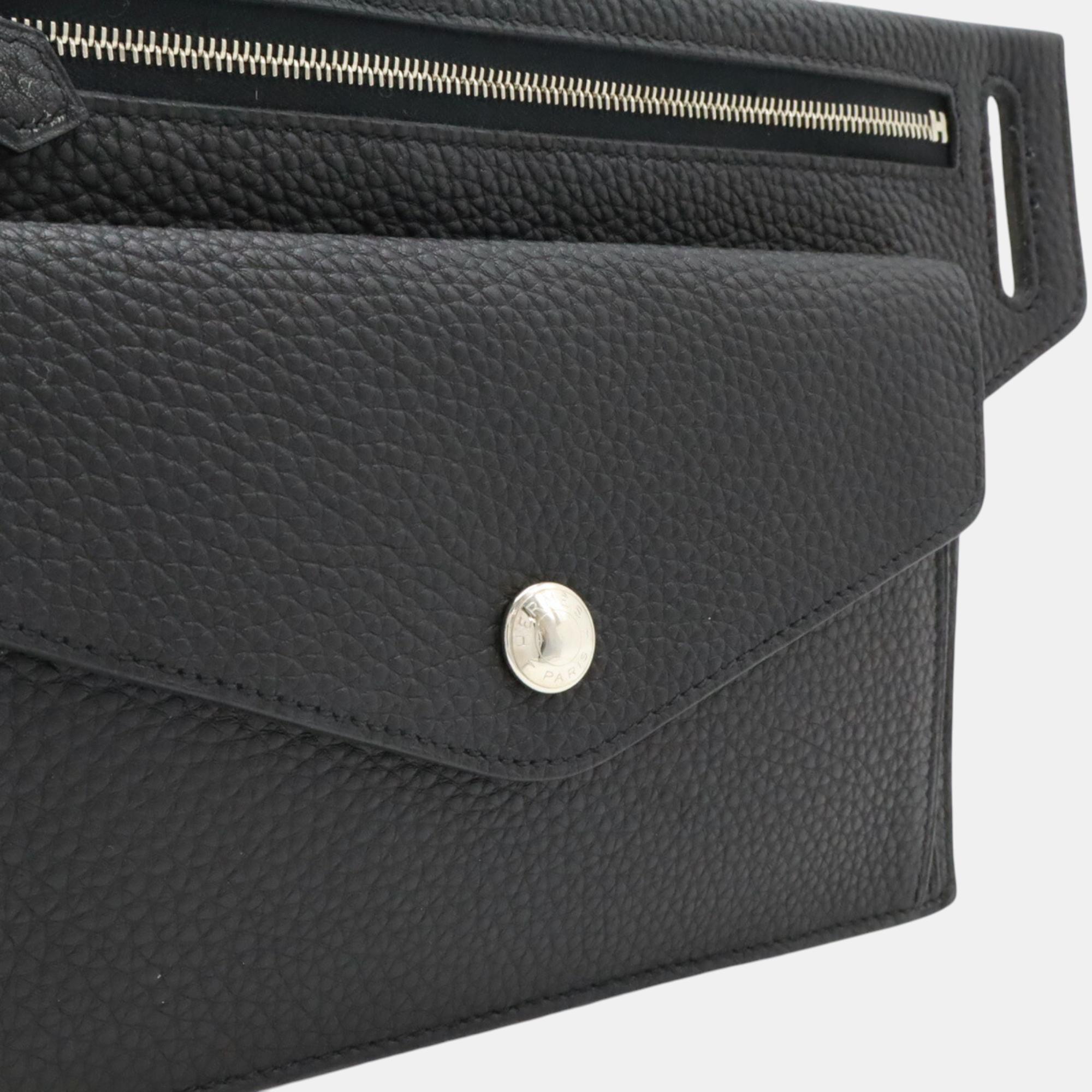 Hermes Waist Bag Multi Pouch Black Leather 