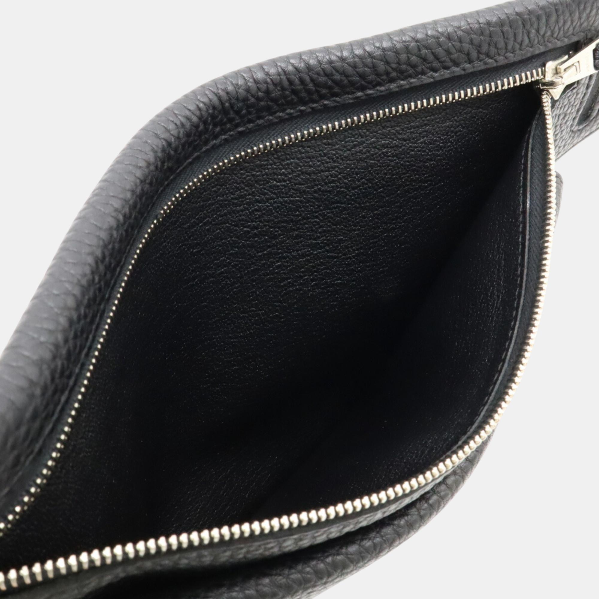 Hermes Waist Bag Multi Pouch Black Leather 