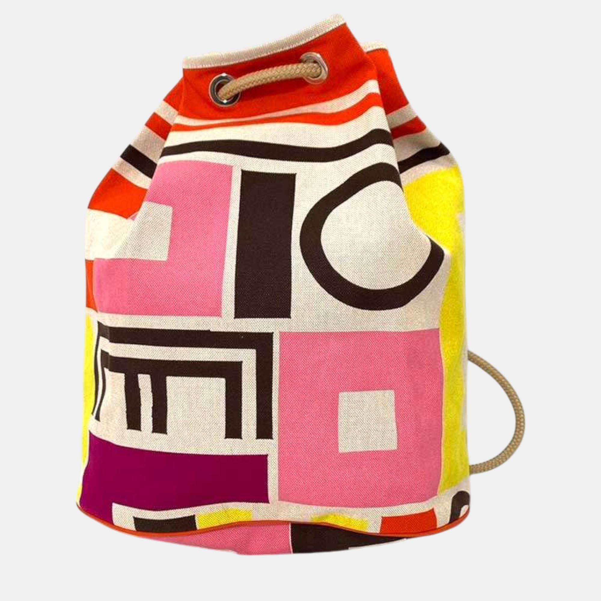 

Hermes Cotton Canvas Sac Marin Recif Backpack, Multicolor