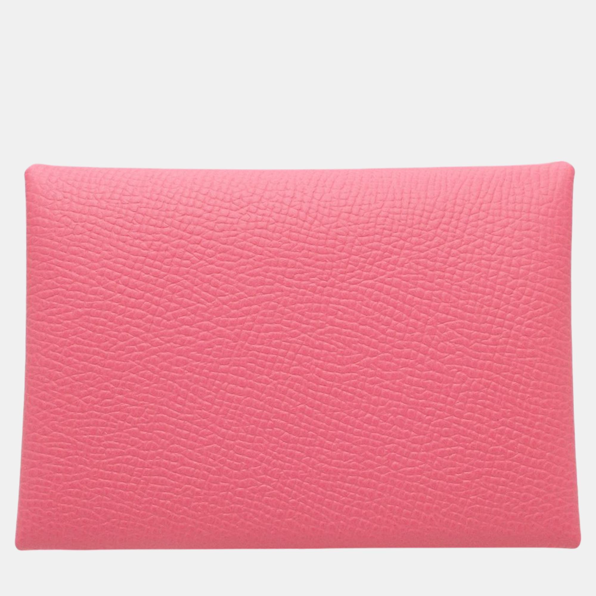 

Hermes Calvi Duo Leather Coin Case Pink