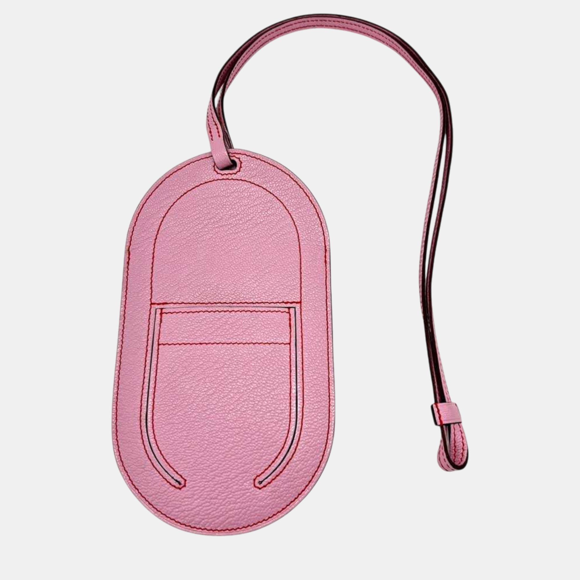 

Hermes Leather In-the-Loop To-Go Bag Charm Card Case, Pink