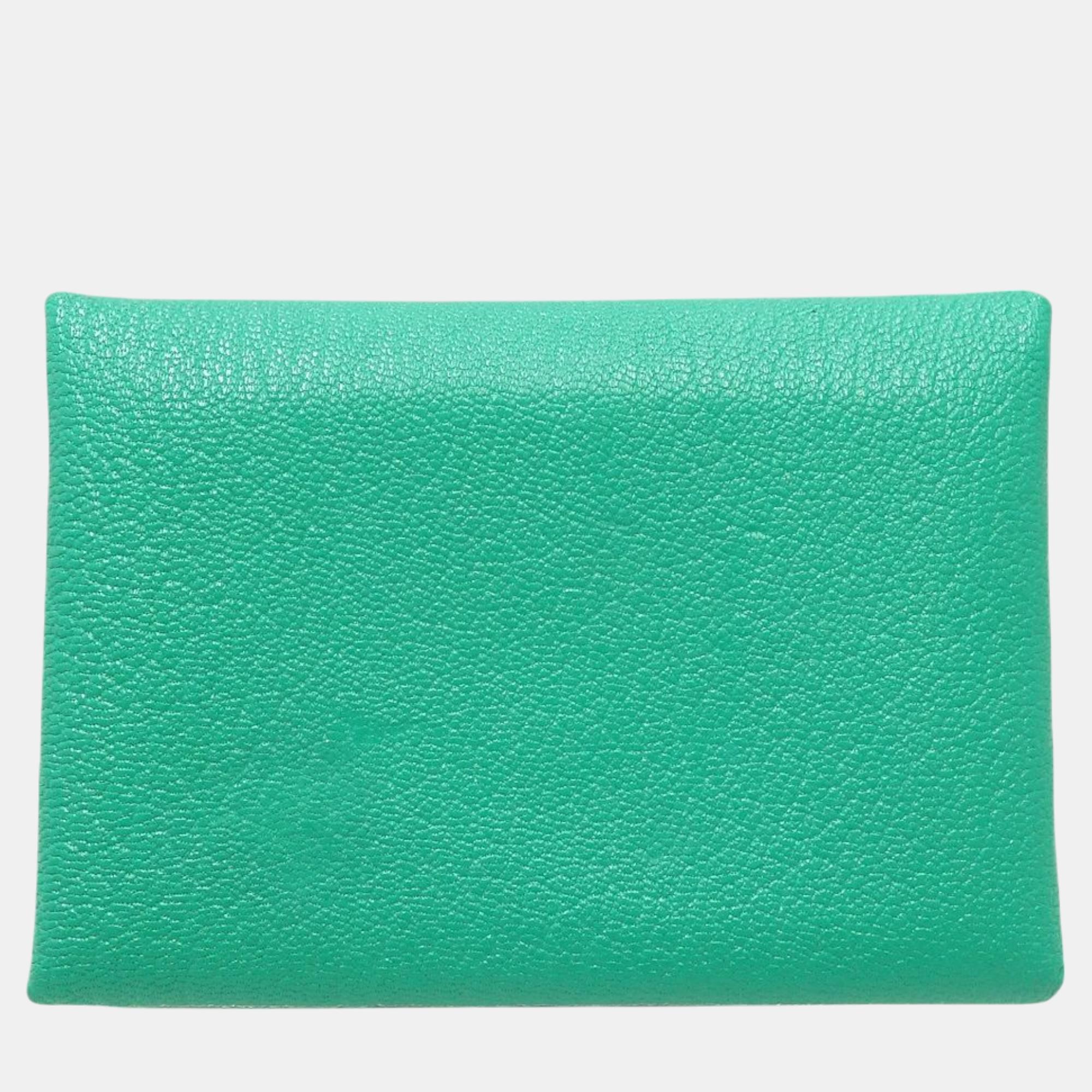 

Hermes Calvi Duo Verso Coin Case Chevre Mysore, Green