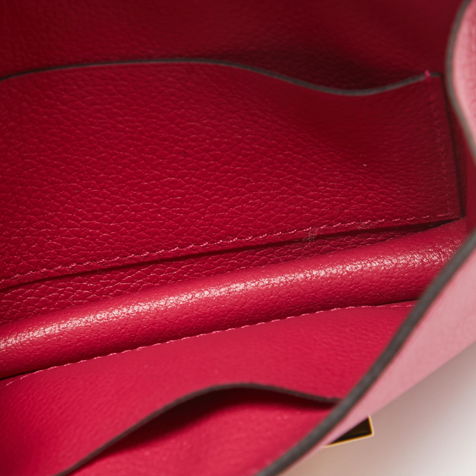 Hermes Framboise/Rouge Sellier Evercolor Leather Constance Slim Wallet 