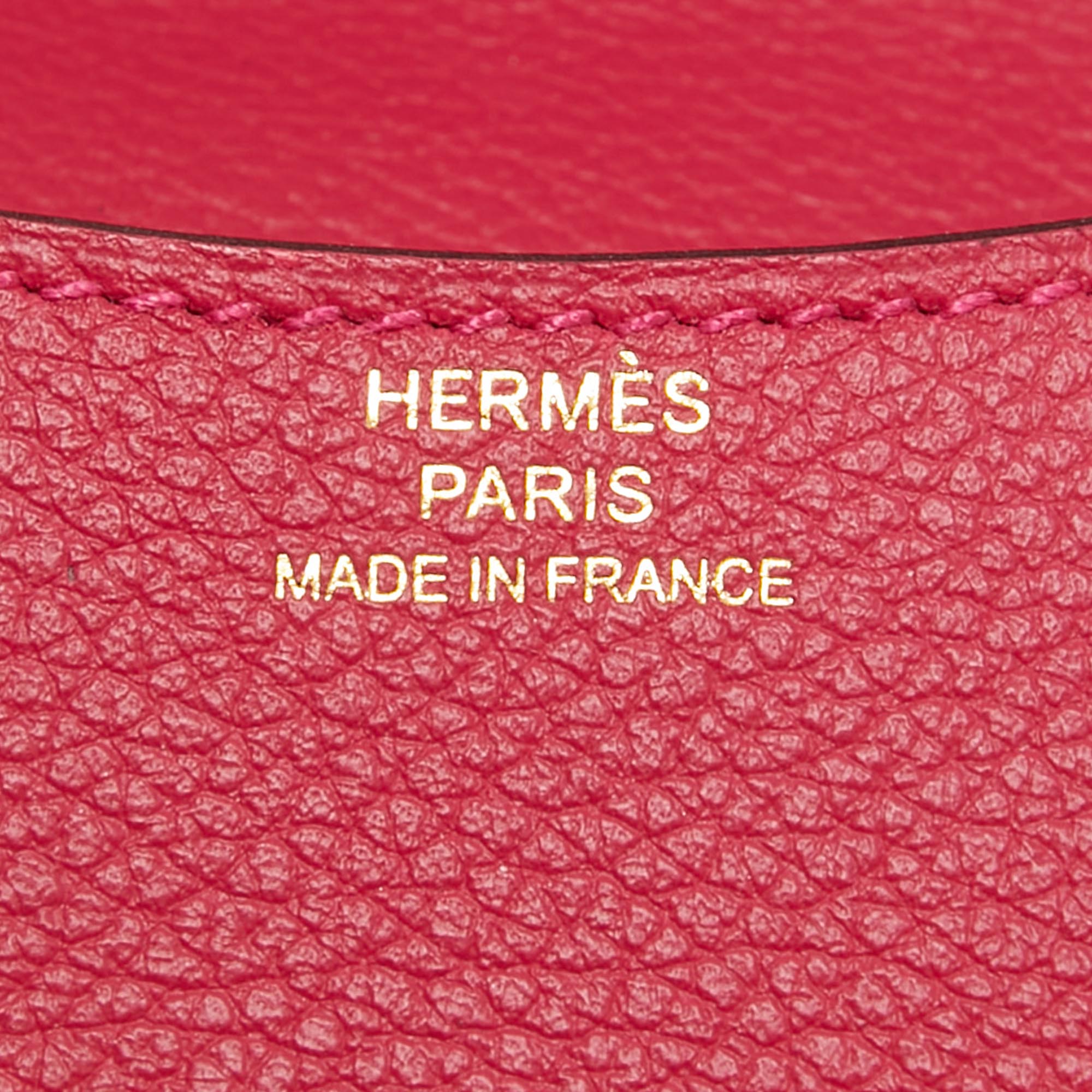 Hermes Framboise/Rouge Sellier Evercolor Leather Constance Slim Wallet 