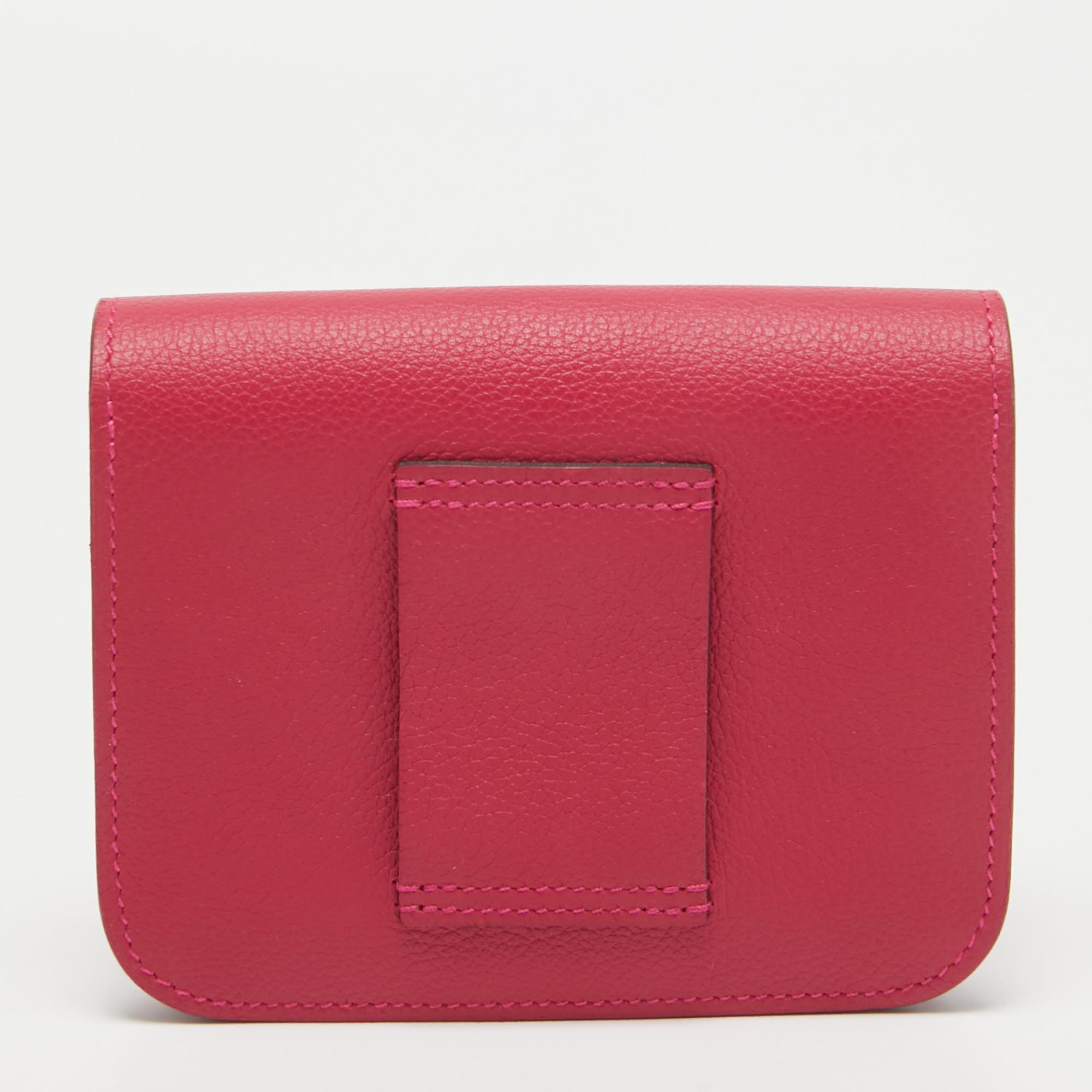 Hermes Framboise/Rouge Sellier Evercolor Leather Constance Slim Wallet 