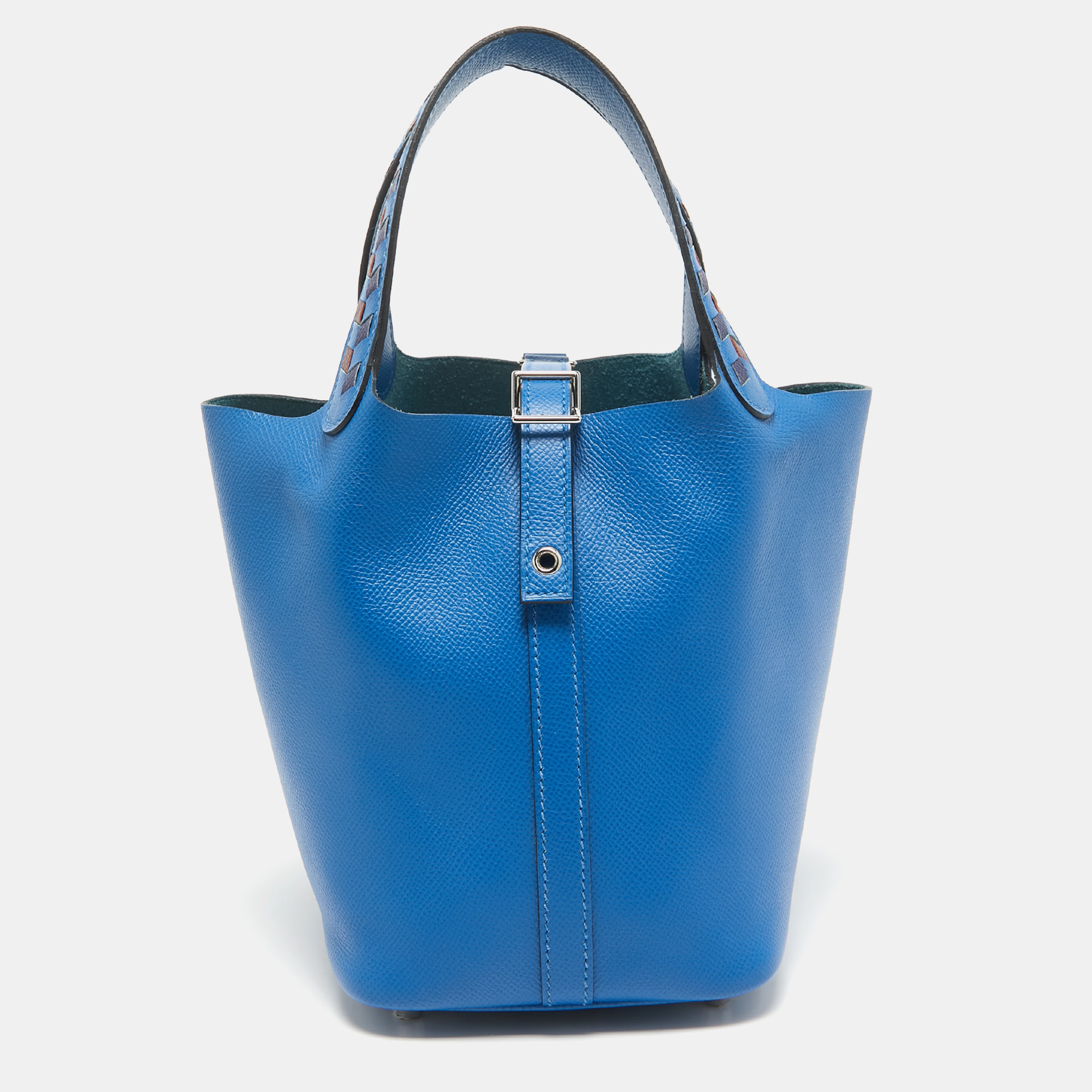 

Hermes Bleu Zellige/Bleu Encre/Rouge Epsom Leather Picotin Lock Tressage 18 Bag, Blue