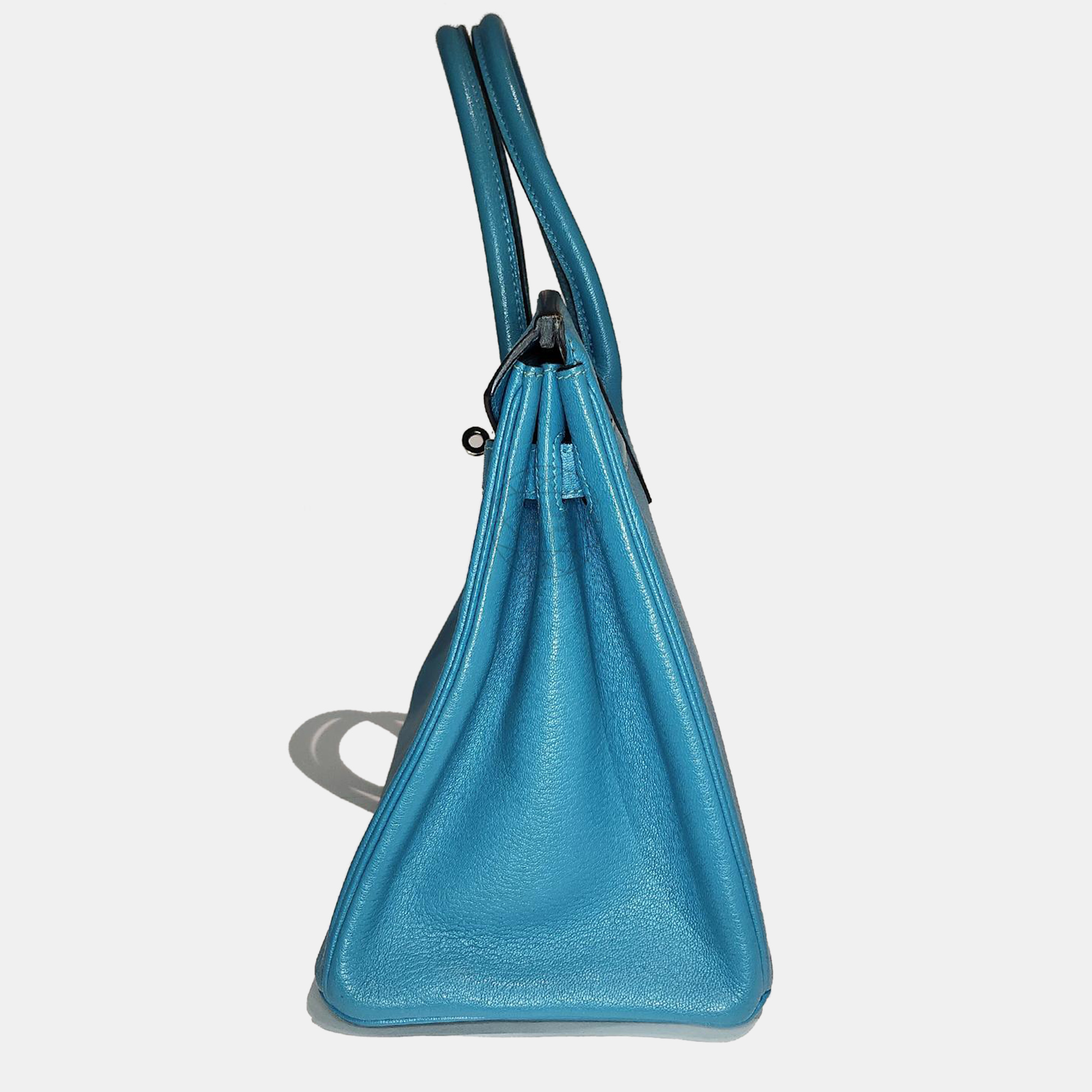 Hermes Cherve Teal PHW Birkin 30 bag 