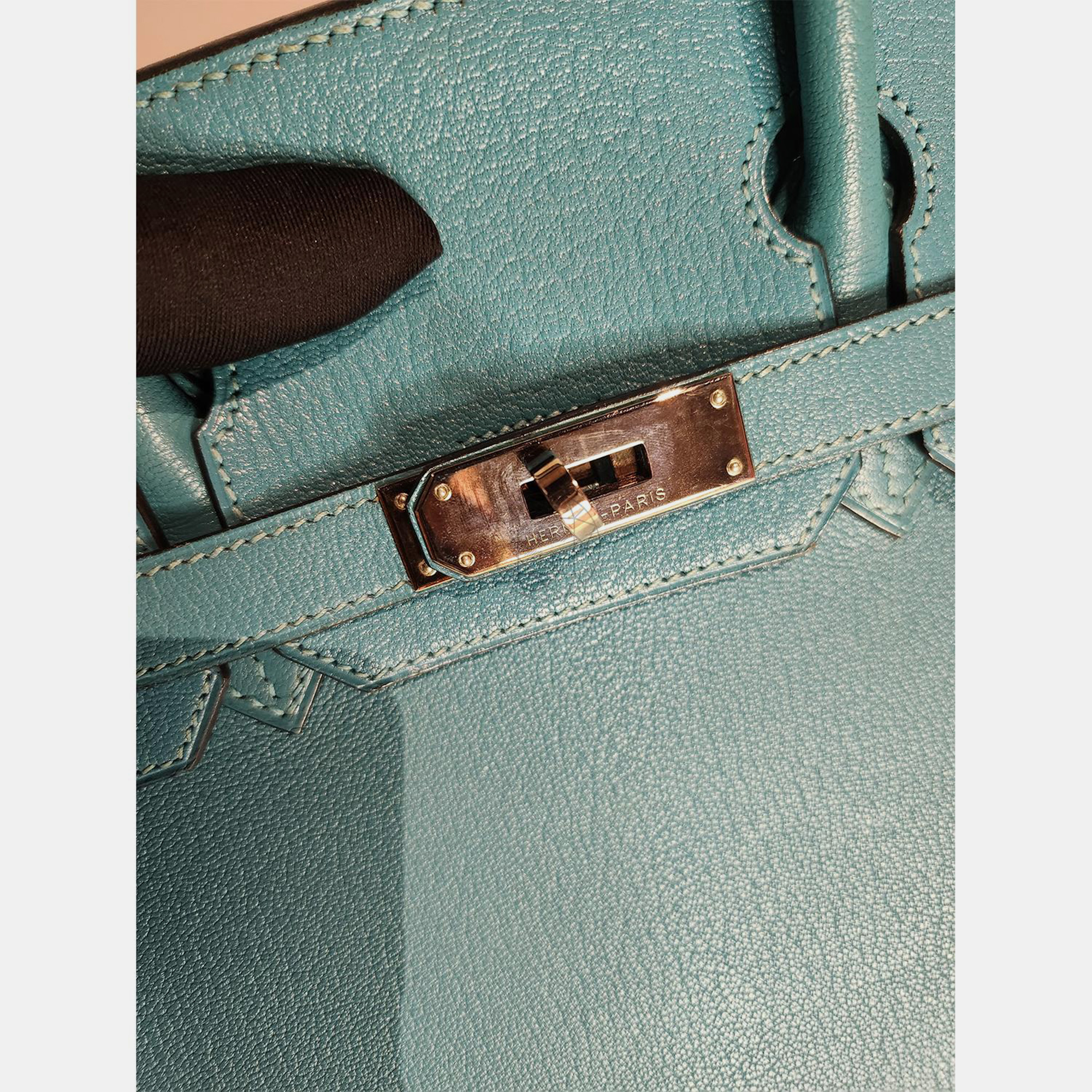 Hermes Cherve Teal PHW Birkin 30 bag 