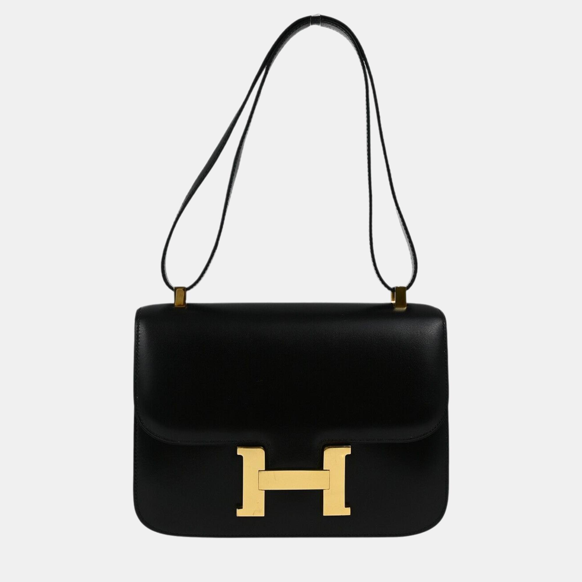 

Hermes Black Box calf Constance 23 Guilloche Shoulder Bag