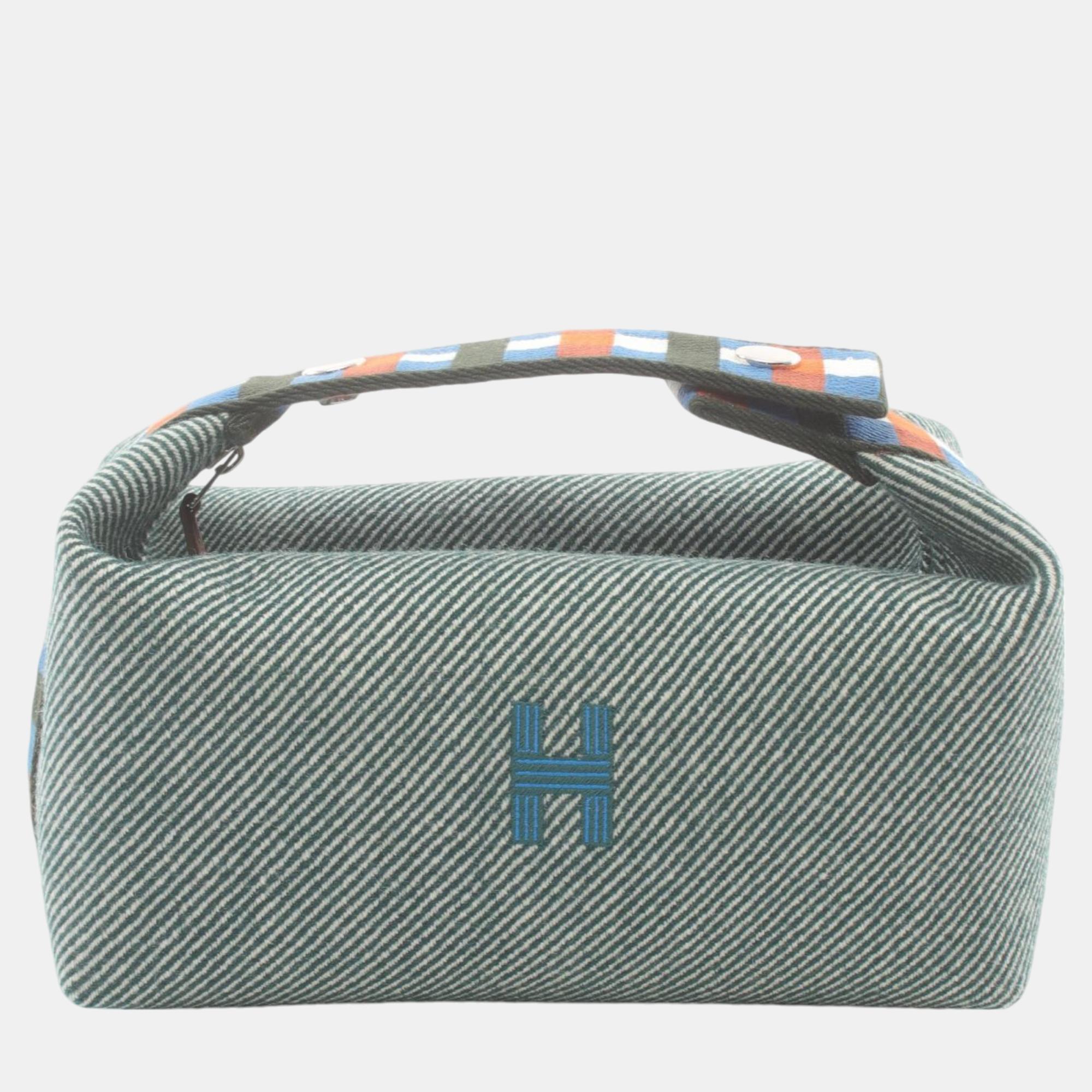 

Hermes Wool Bridacabrac PM Handbag Green Canvas