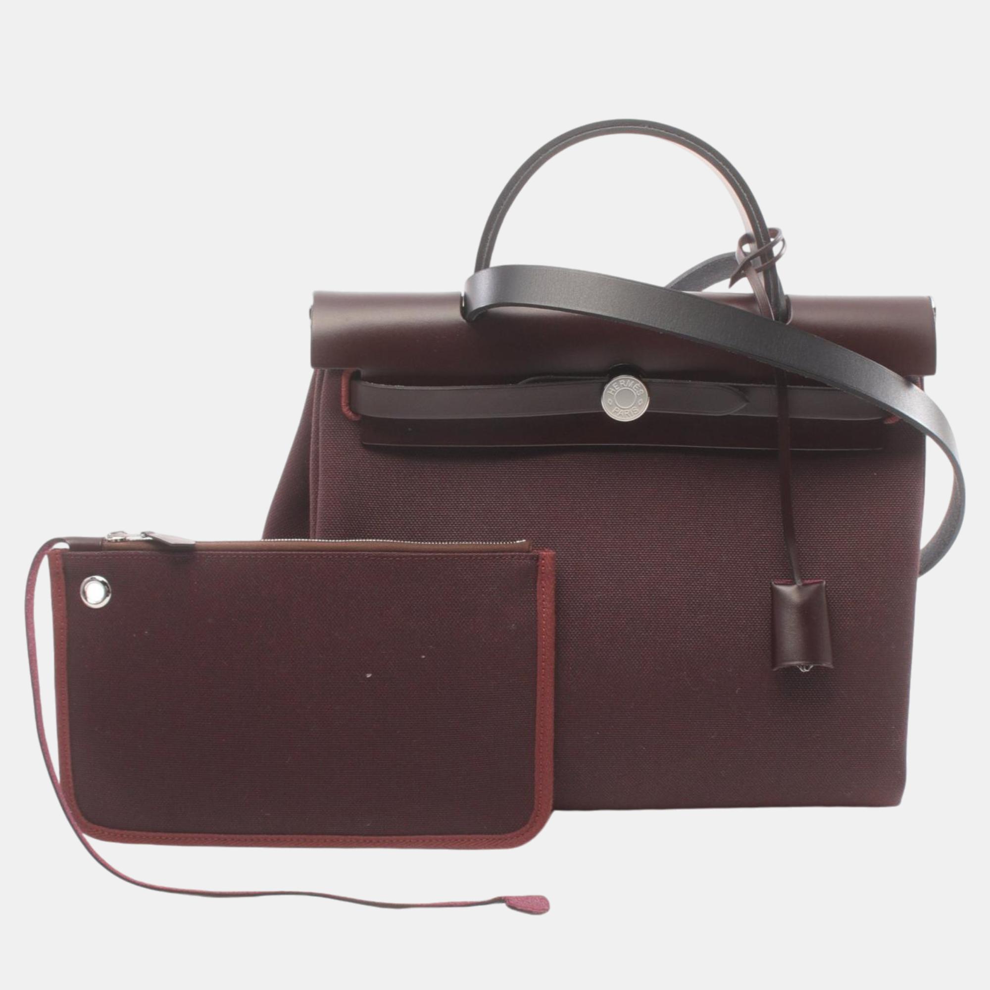 

Hermes Aile Bag Zip PM Handbag Bordeaux Brown Leather, Burgundy