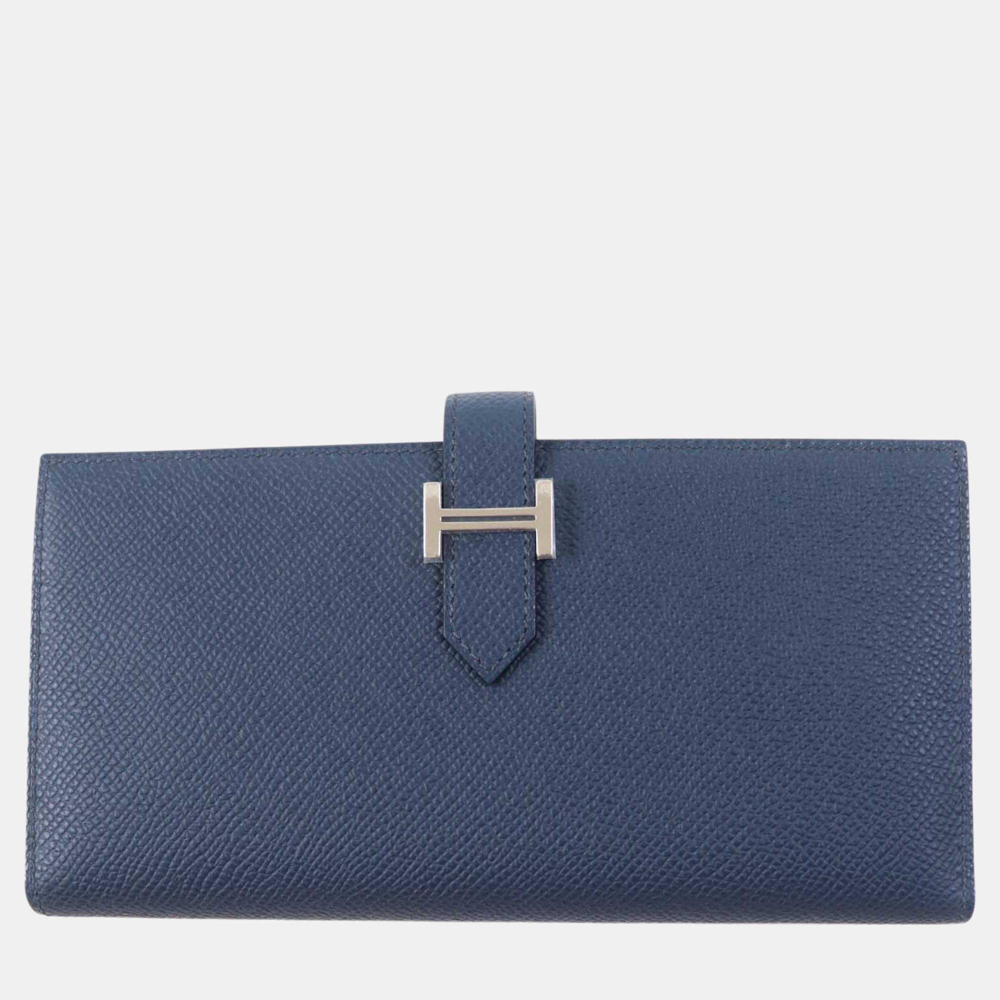 

Hermes Bearnsfre Verso Epsom Purse W2024 Blue Leather