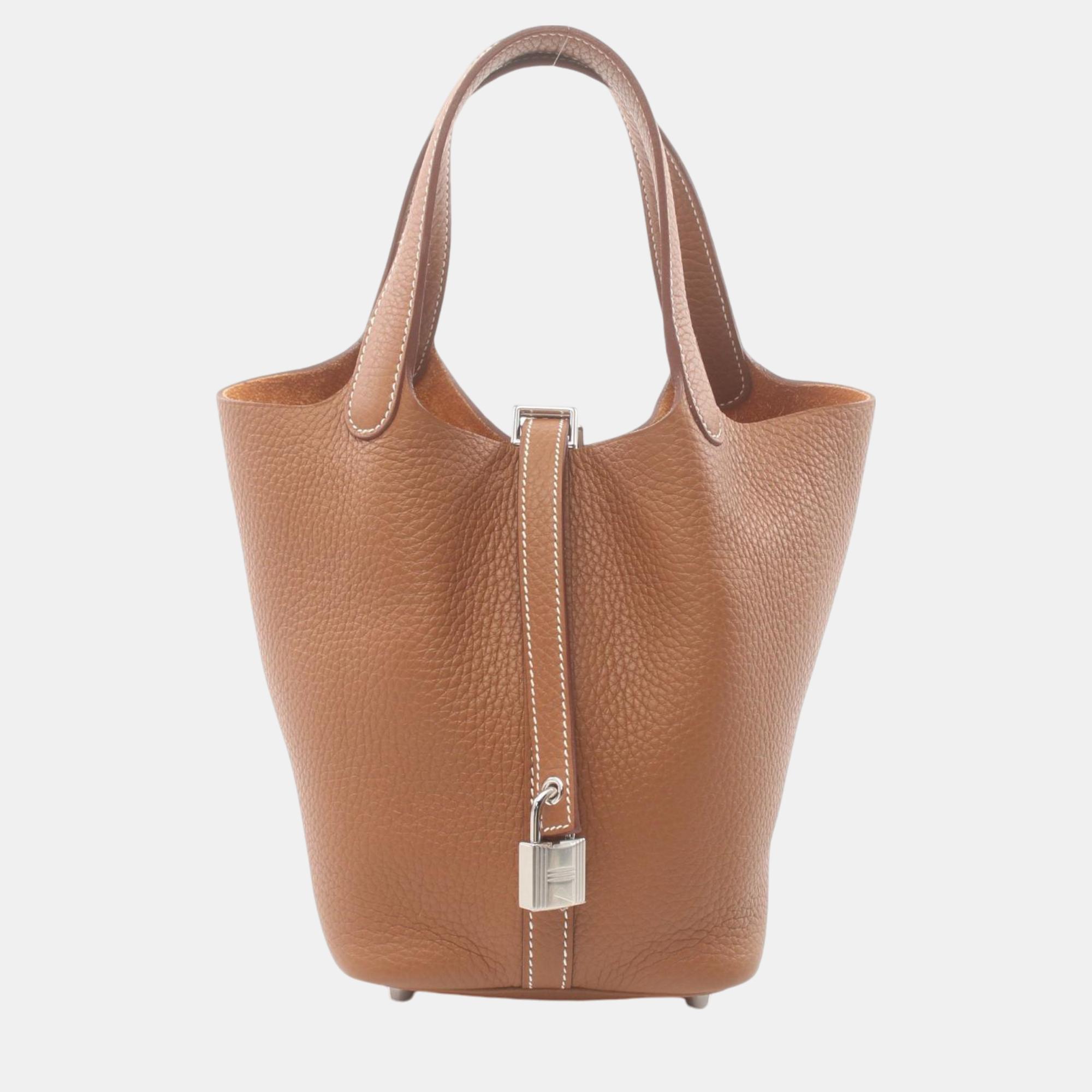 

Hermes Picotin Lock PM Handbag Brown Leather