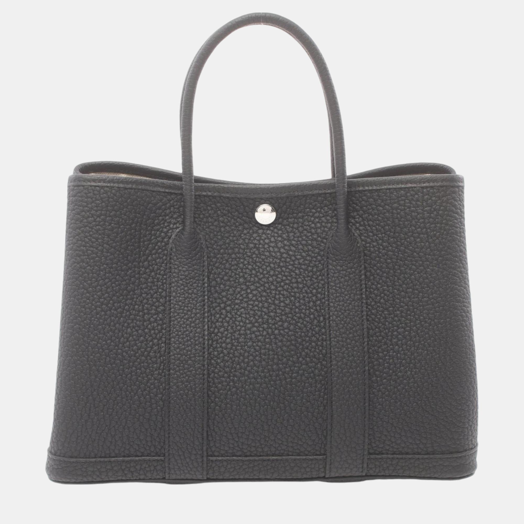 

Hermes Garden Party TPM Tote Bag Black Leather