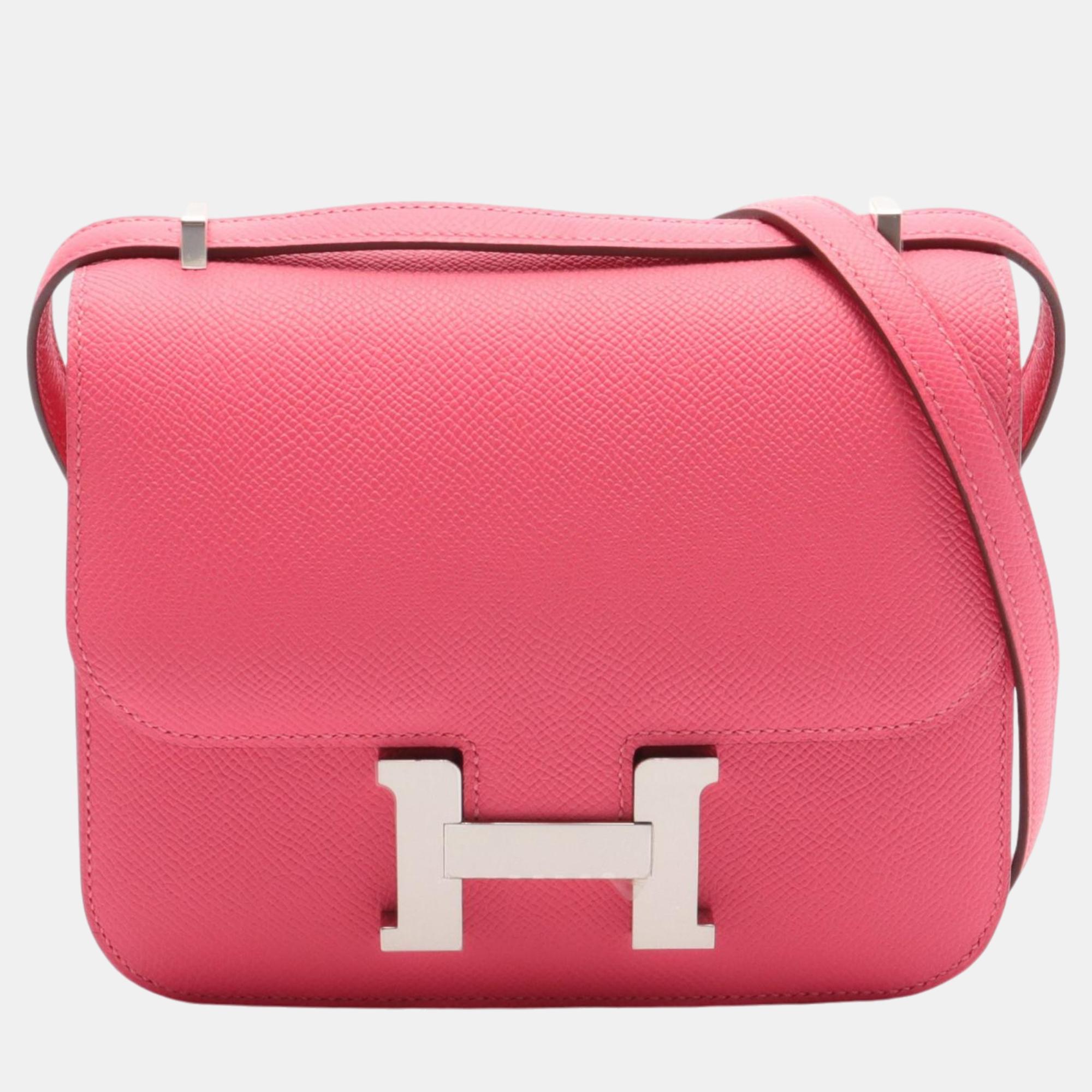 

Hermes Constance 3 Mini Shoulder Bag Pink Leather