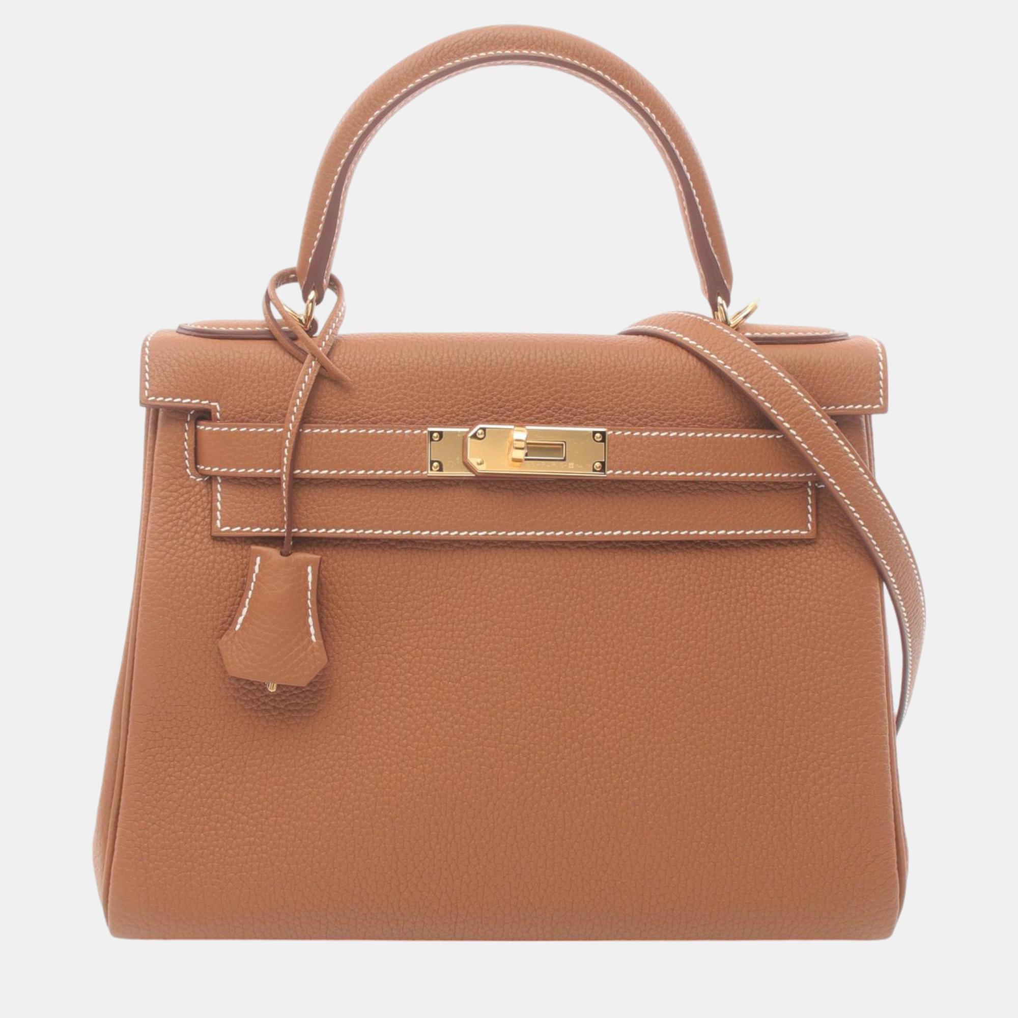 

Hermes Kelly 28 Togo Handbag Brown Leather