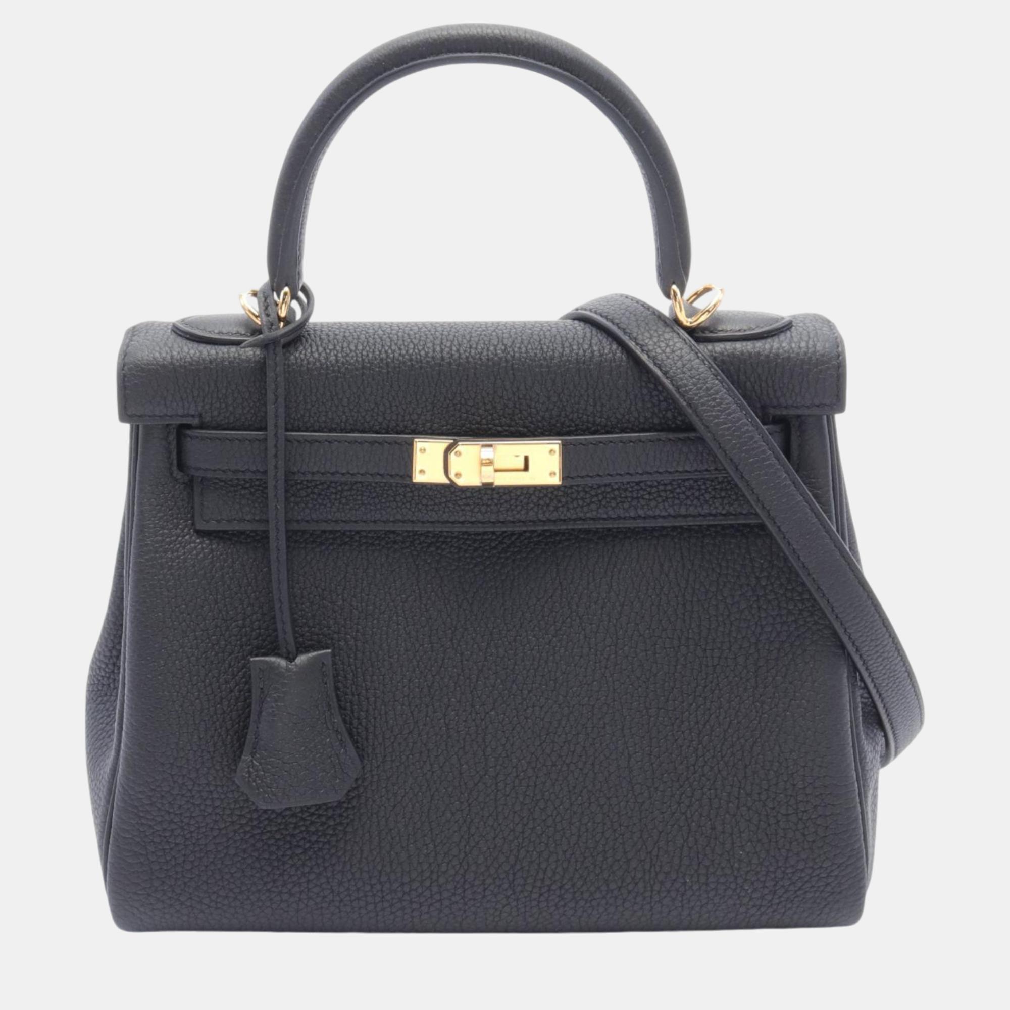 

Hermes Kelly 25 Togo Handbag Black Leather