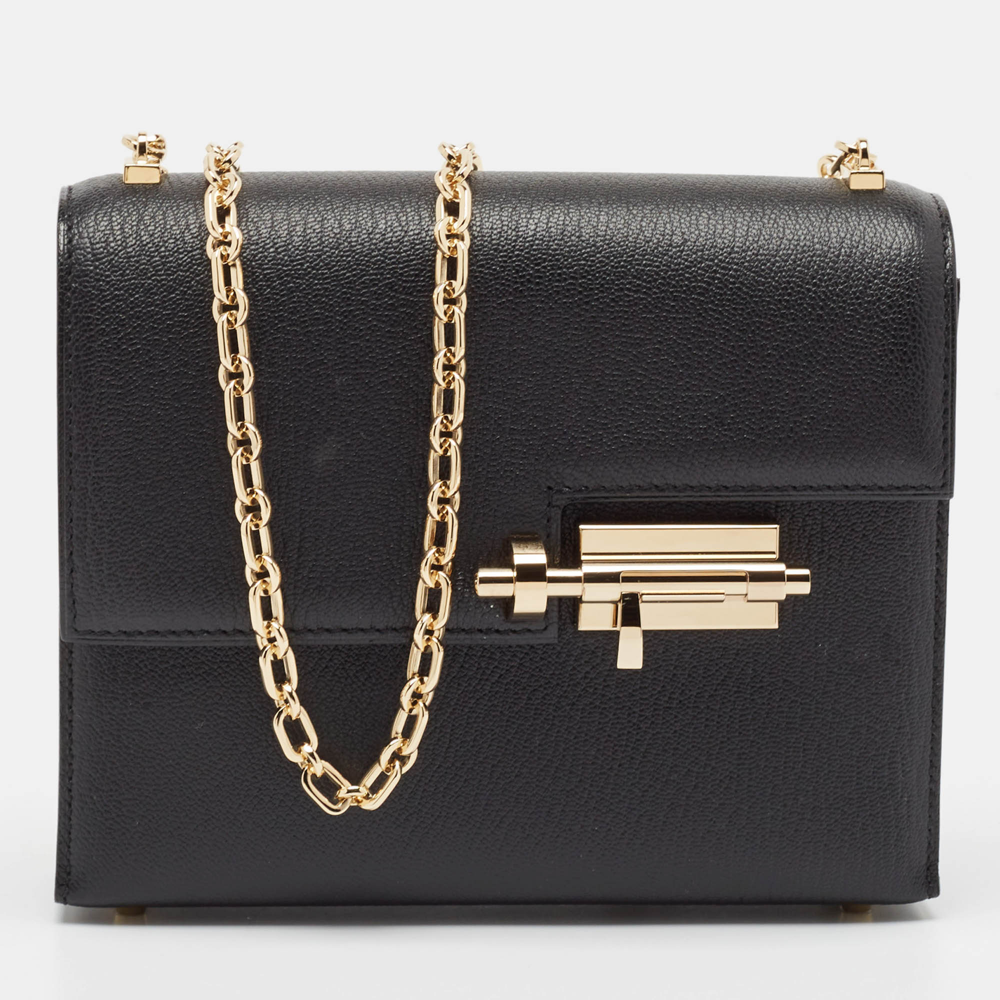 

Hermès Noir Chevre Mysore Leather Verrou Chaine Mini Bag, Black