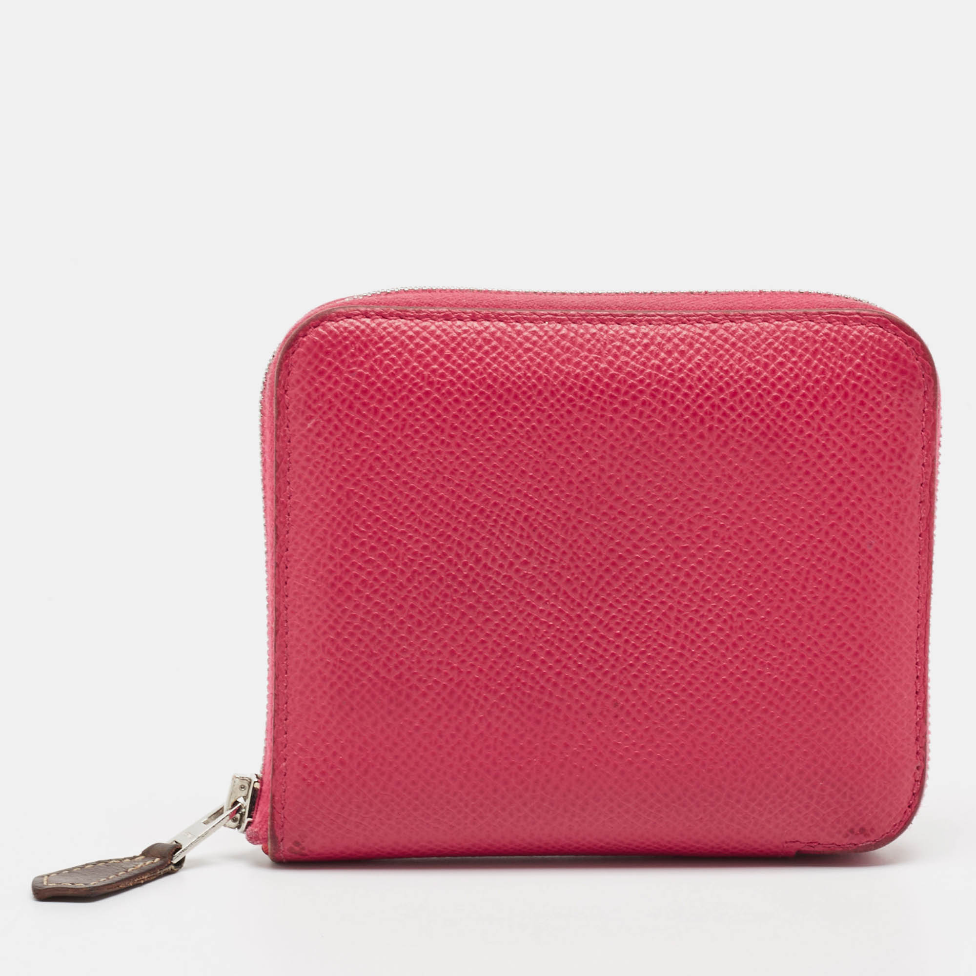 

Hermes Rose Extreme Epsom Leather Silk'In Compact Wallet, Pink