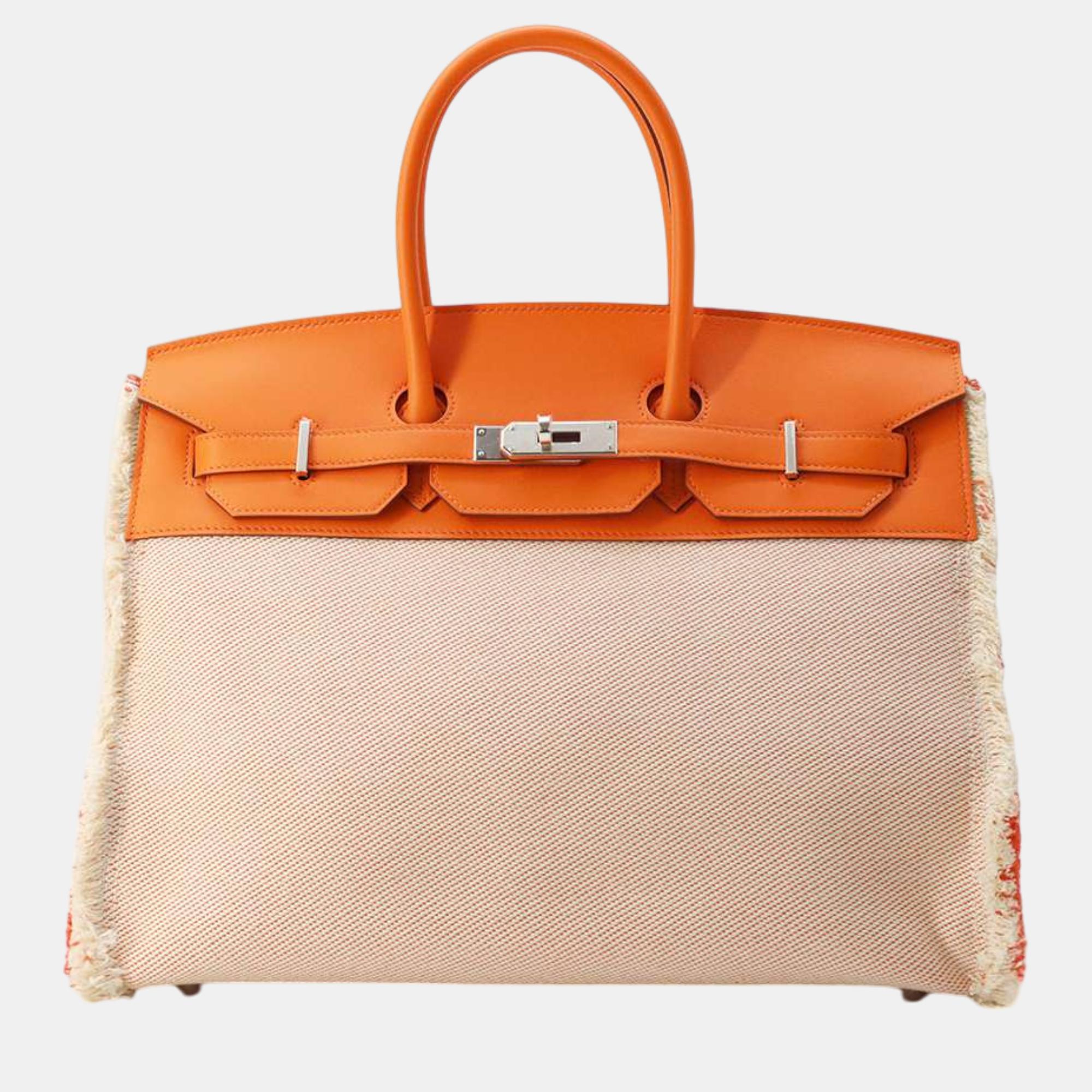 

Hermes Birkin Frey Frey Orange minyan Toile Twill H Swift Leather Size