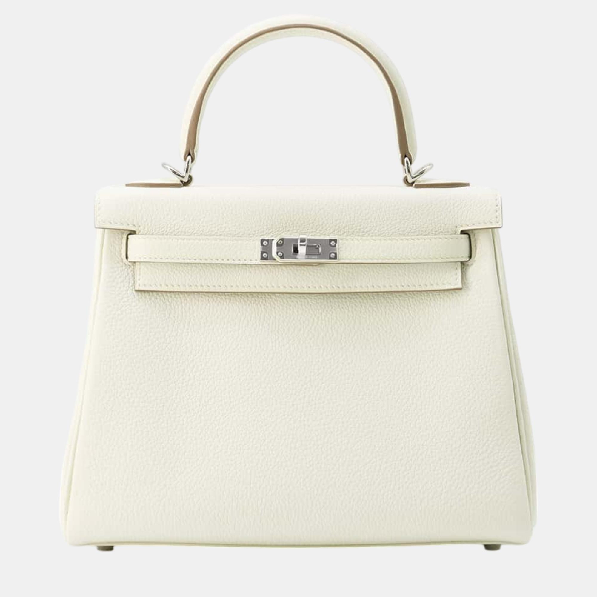 

Hermes Kelly Retourne mushroom Togo Leather Size, White