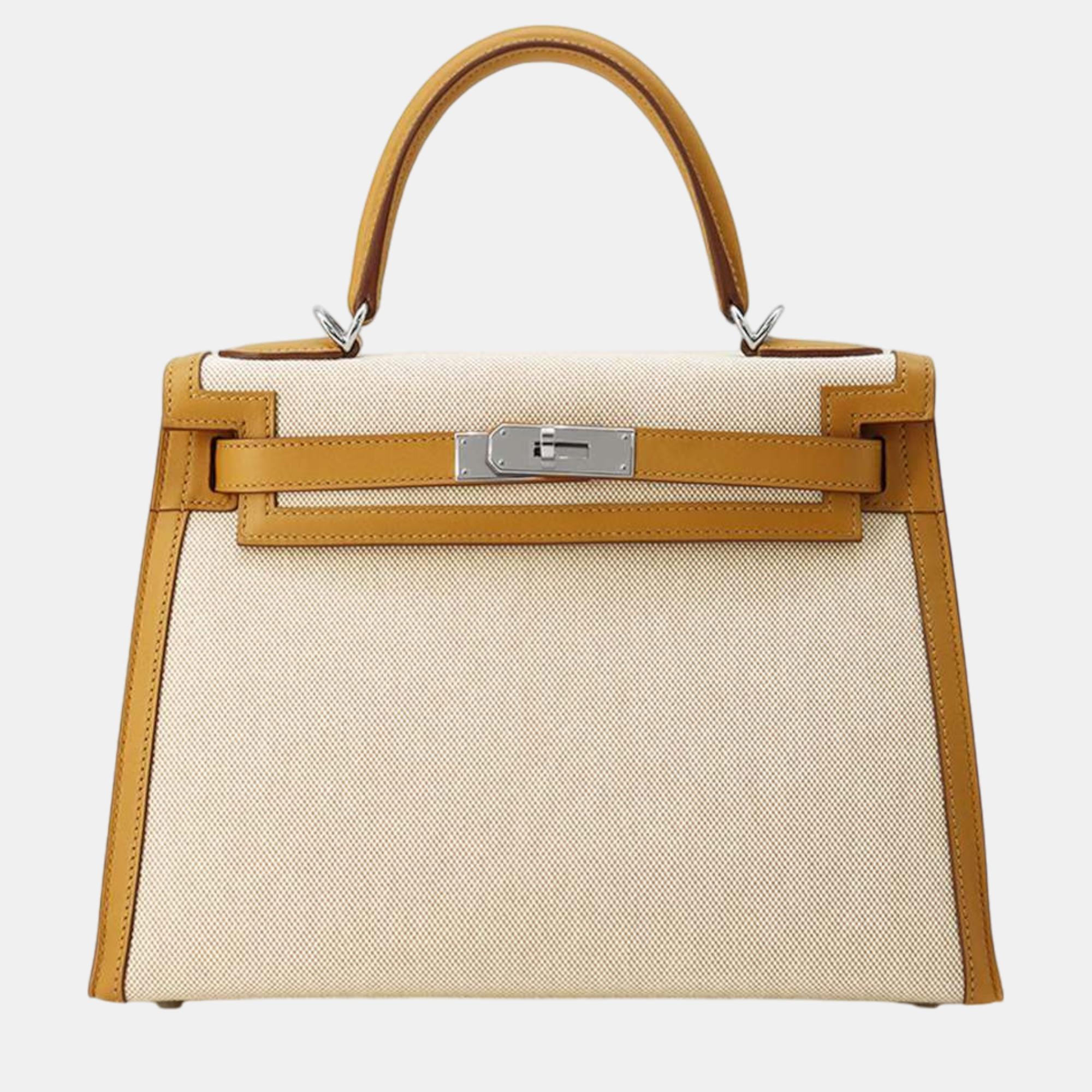 

Hermes Kelly Sellier Sesame/Ecru Swift Leather Toile H Size, Beige