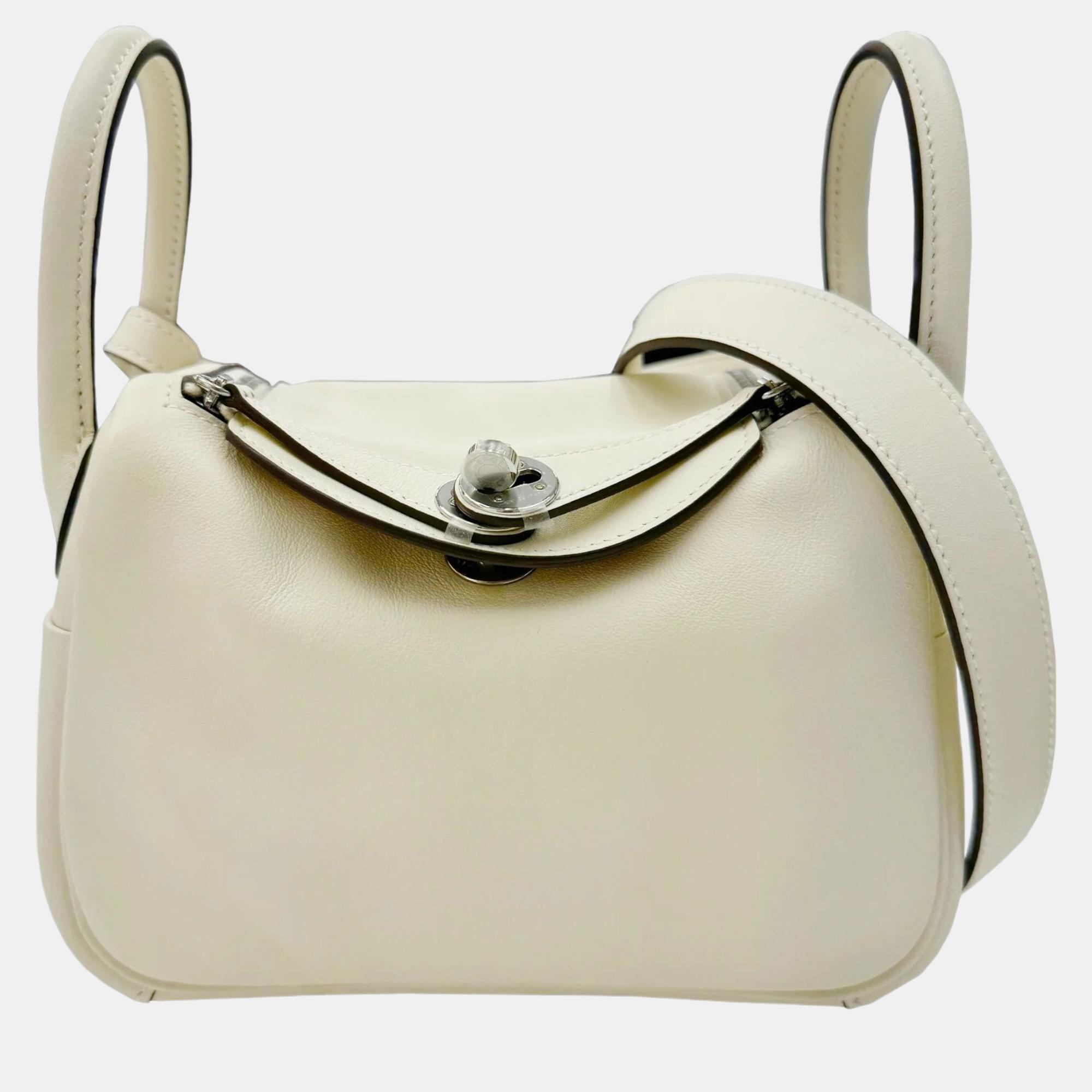 

Hermes Ivory Lindy Verso Swift Nata Sesame mini Bag, Cream